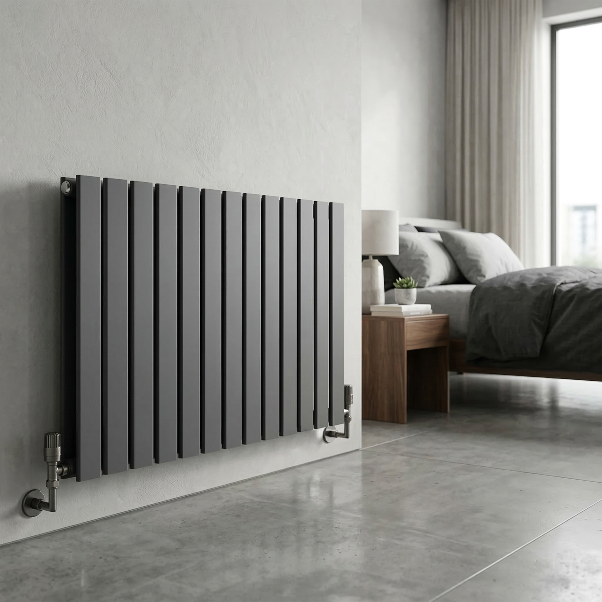 Baridi DH341 Baridi Horizontal Radiator Contemporary Double Flat Panel Design 600 x 910mm – Anthracite