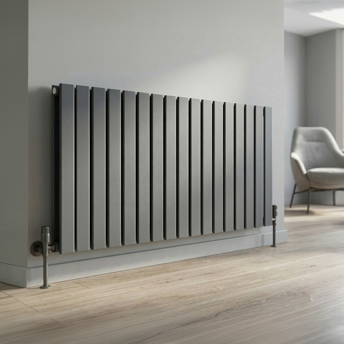 Baridi DH342 Baridi Horizontal Radiator Contemporary Double Flat Panel Design 600 x 1190mm – Anthracite