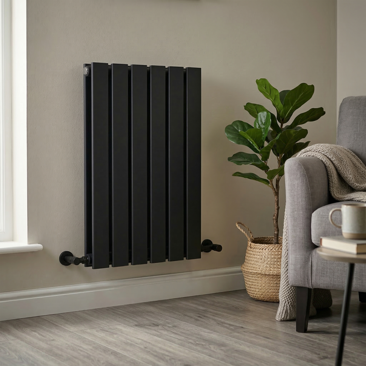 Baridi DH343 Baridi Horizontal Radiator Contemporary Double Flat Panel Design 600 x 420mm – Black
