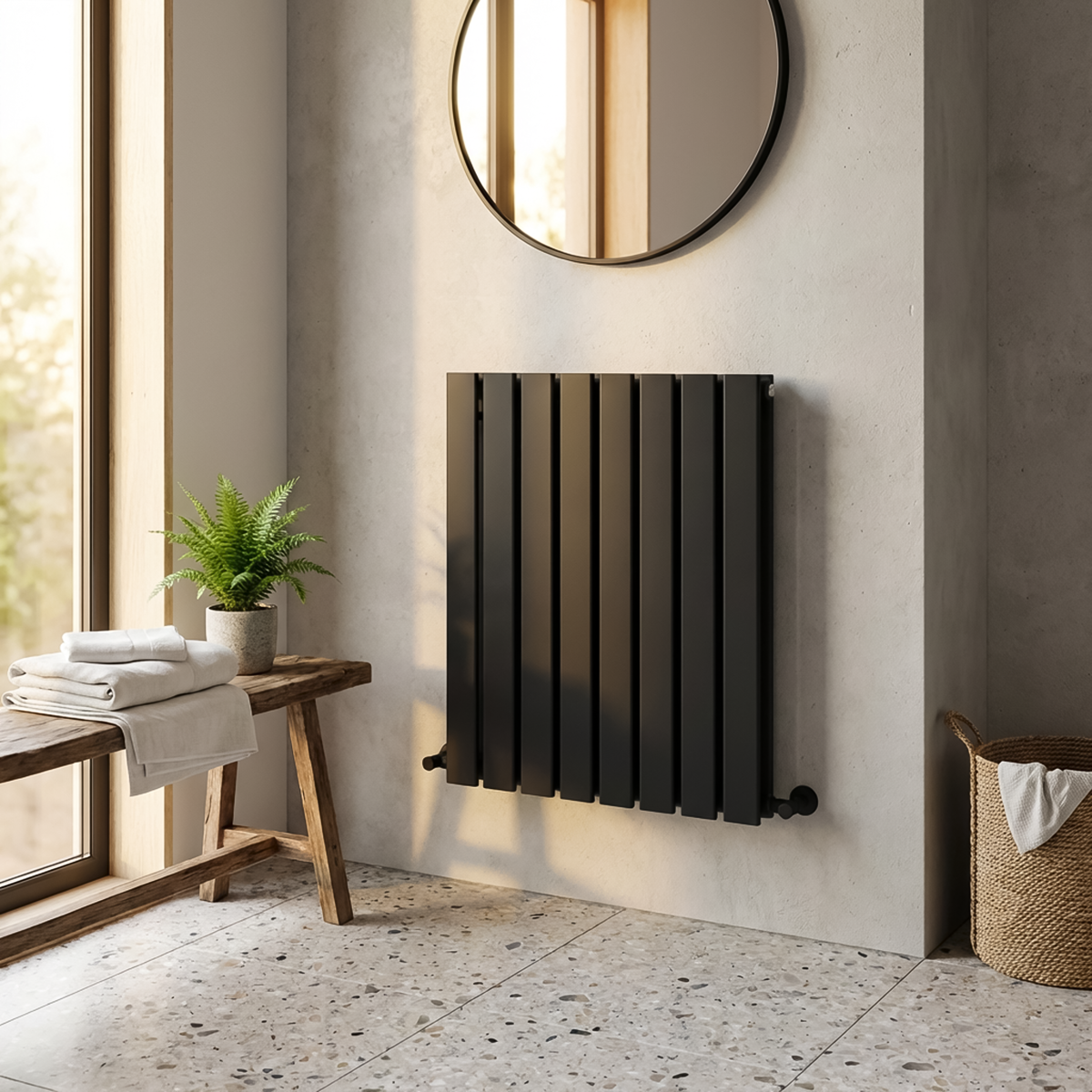 Baridi DH344 Baridi Horizontal Radiator Contemporary Double Flat Panel Design 600 x 560mm – Black