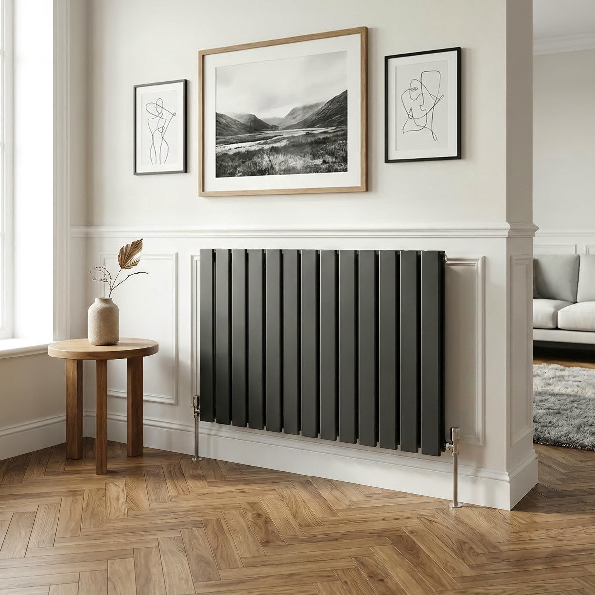 Baridi DH346 Baridi Horizontal Radiator Contemporary Double Flat Panel Design 600 x 910mm – Black