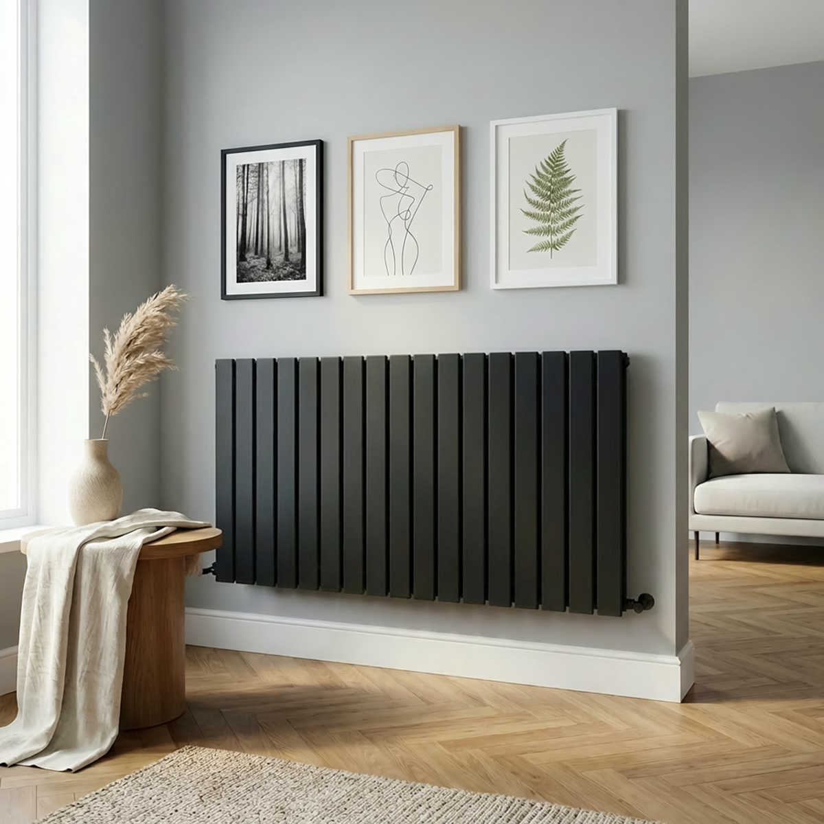 Baridi DH347 Baridi Horizontal Radiator Contemporary Double Flat Panel Design 600 x 1190mm – Black
