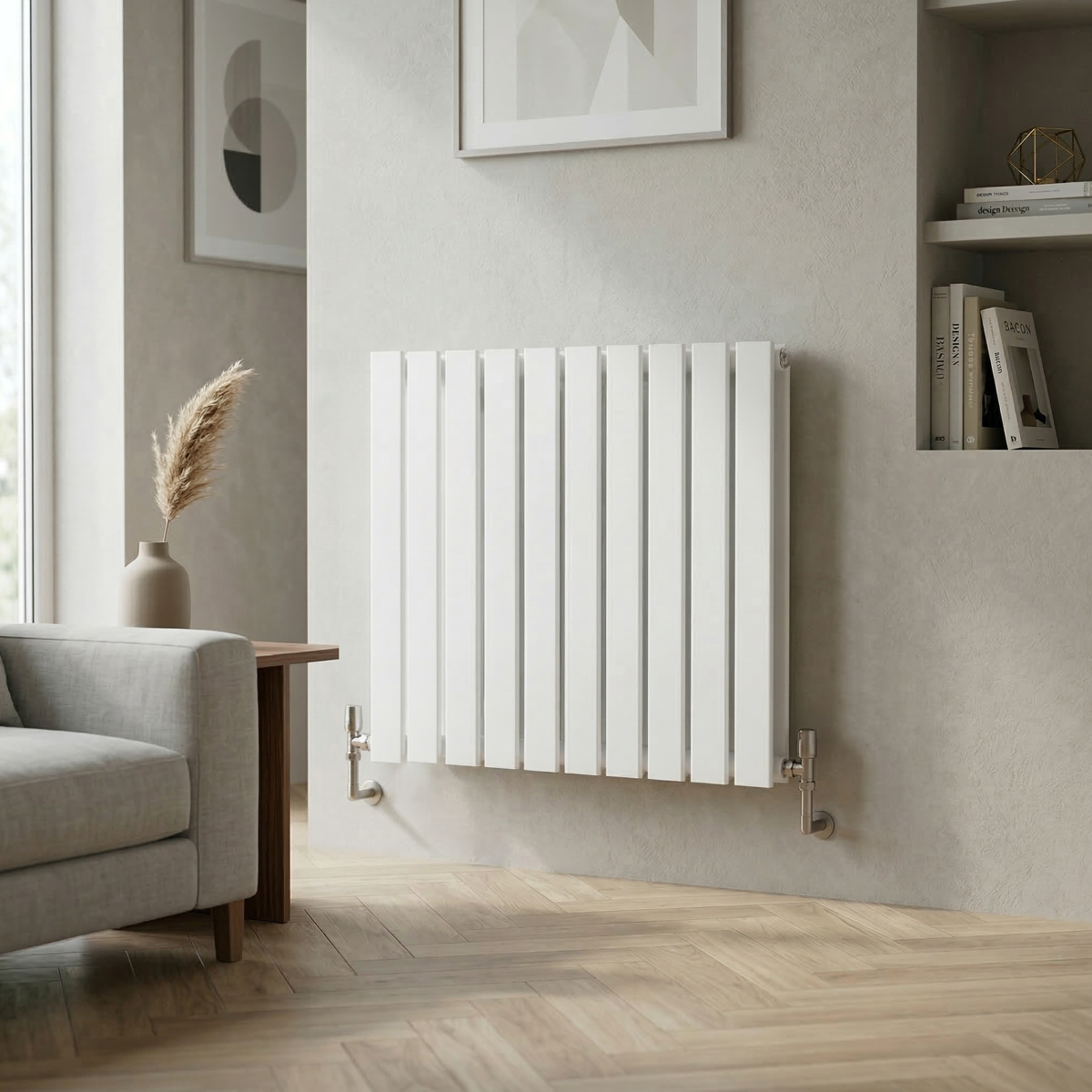 Baridi DH350 Baridi Horizontal Radiator Contemporary Double Flat Panel Design 600 x 700mm - White