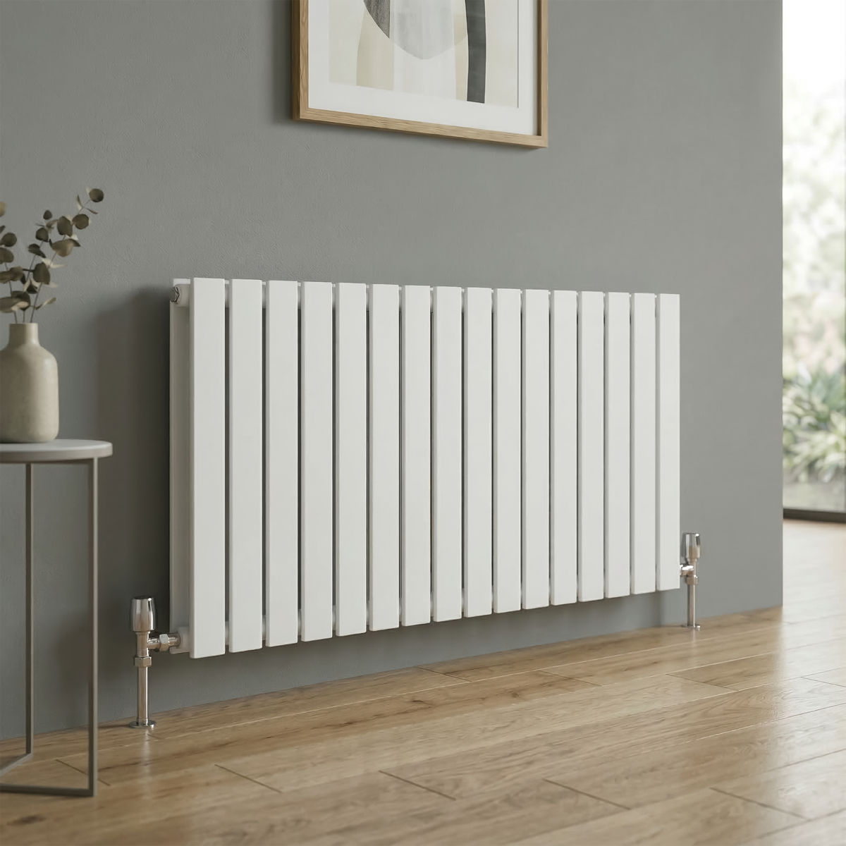 Baridi DH352 Baridi Horizontal Radiator Contemporary Double Flat Panel Design 600 x 1190mm – White