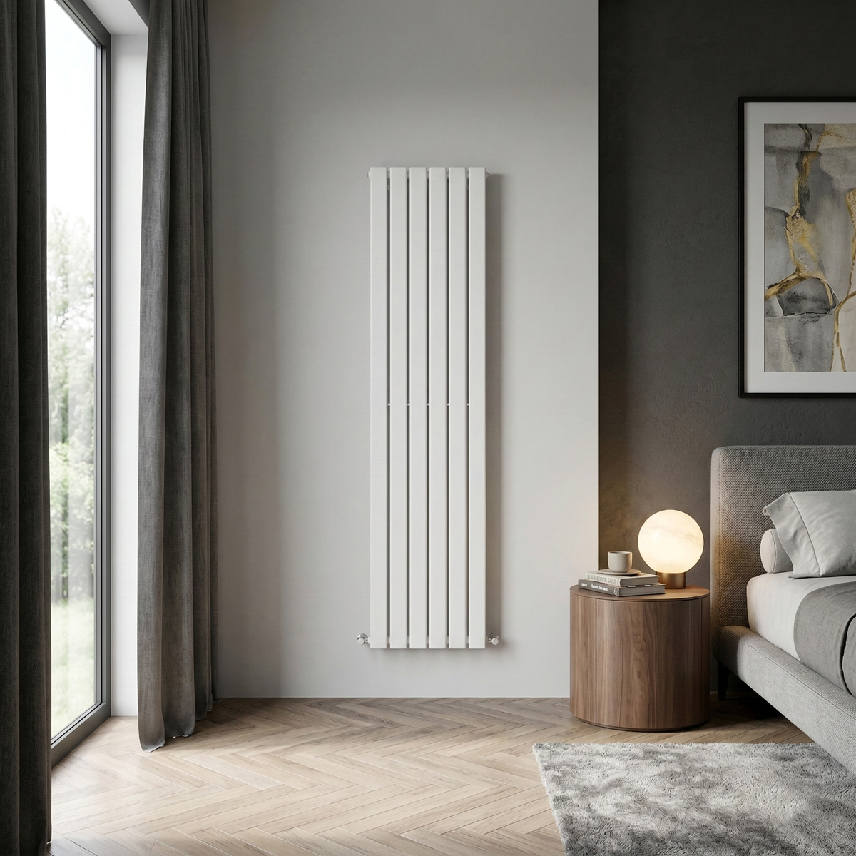 Baridi DH355 Baridi Vertical Radiator Contemporary Double Flat Panel Design 420 x 1800mm – White