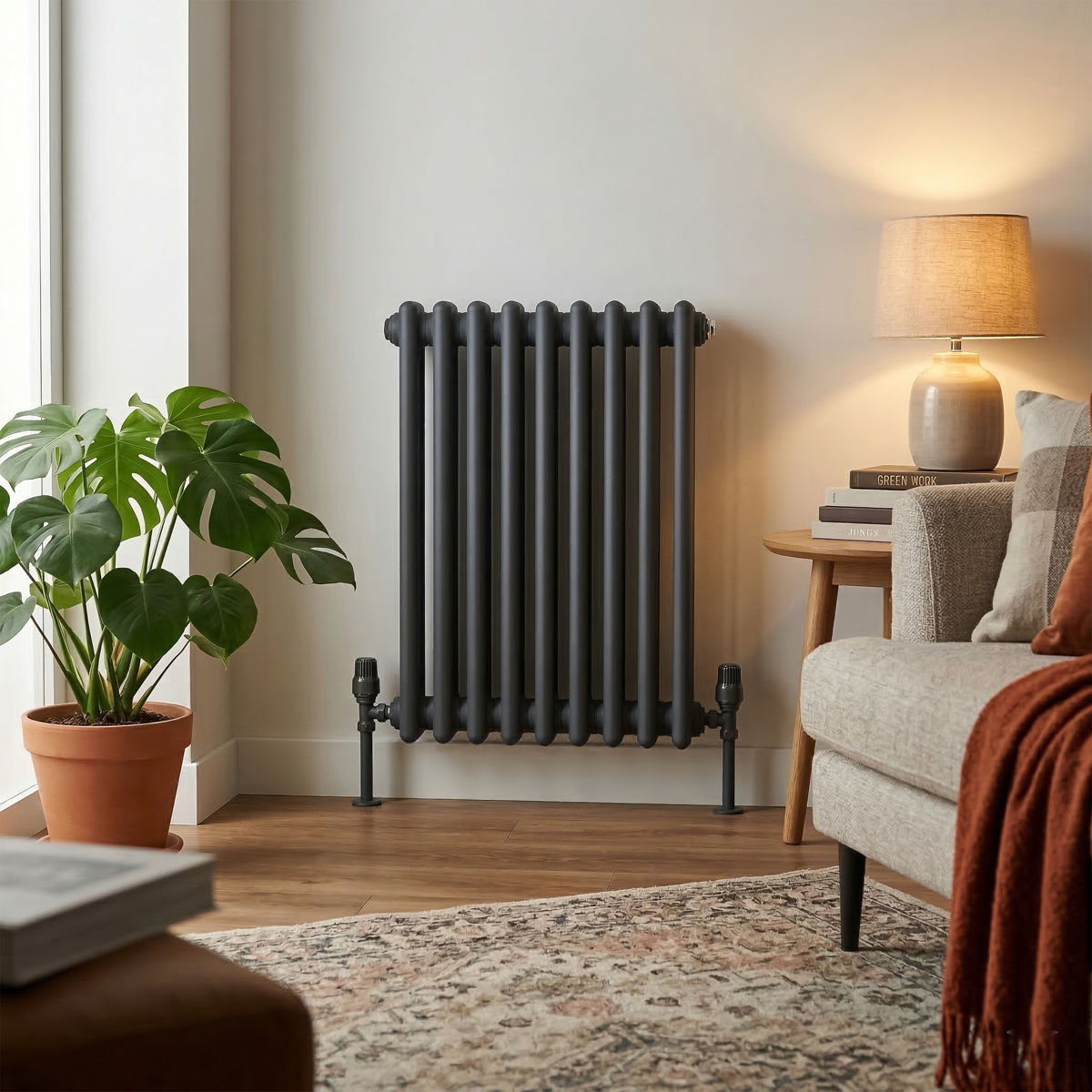 Baridi DH356 Baridi Horizontal Traditional 2 Column Radiator 600 x 427mm – Anthracite