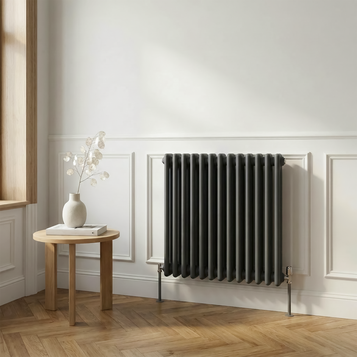 Baridi DH357 Baridi Horizontal Traditional 2 Column Radiator 600 x 607mm – Anthracite