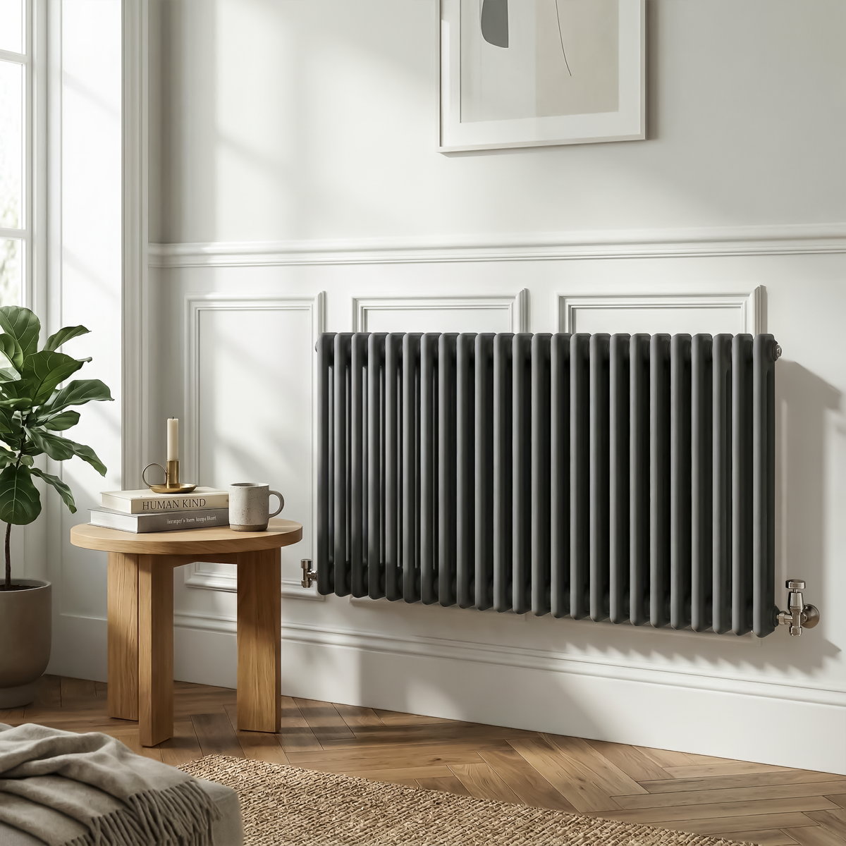 Baridi DH360 Baridi Horizontal Traditional 2 Column Radiator 600 x 1147mm – Anthracite
