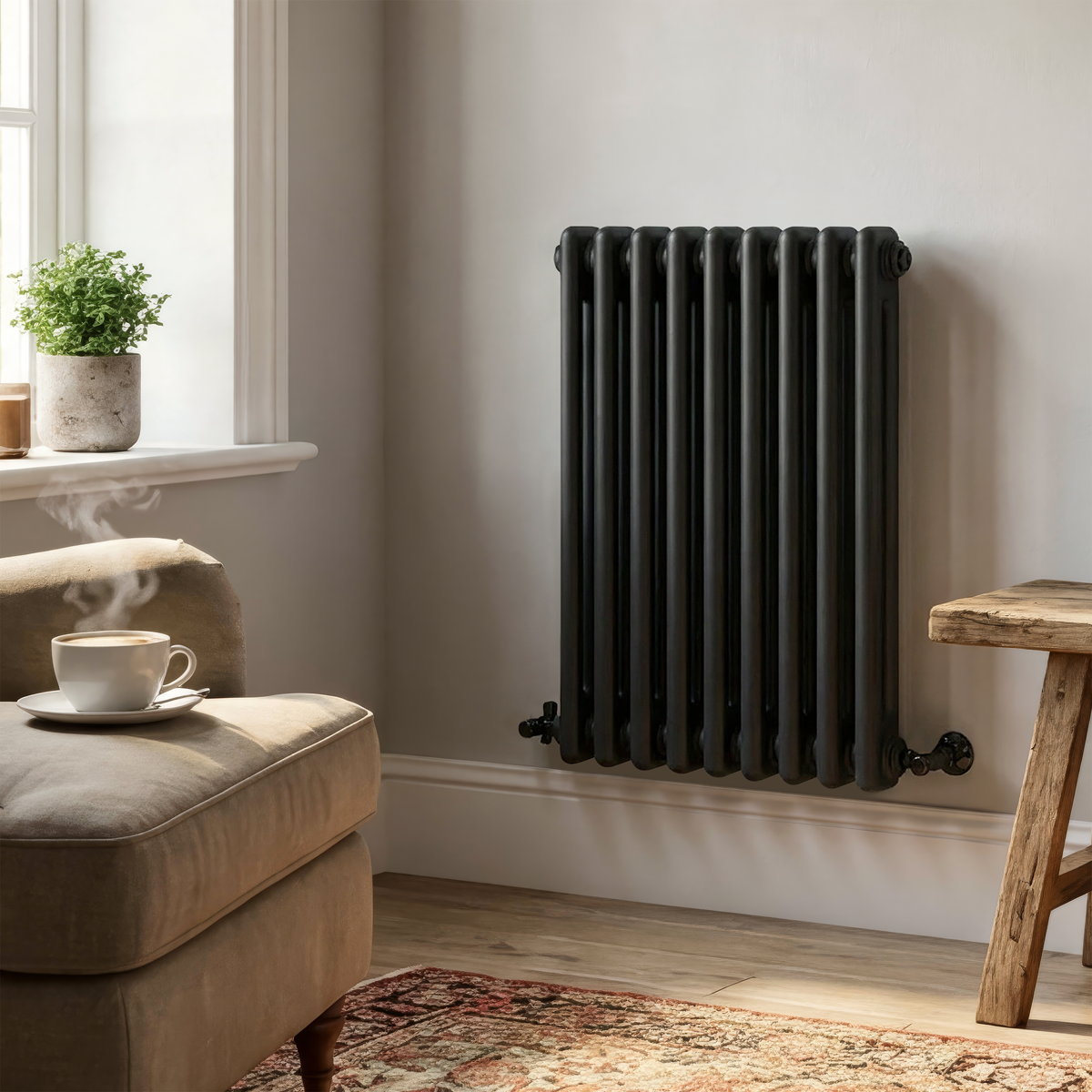 Baridi DH361 Baridi Horizontal Traditional 2 Column Radiator 600 x 427mm – Black