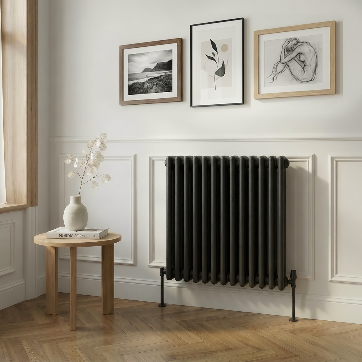 Baridi DH362 Baridi Horizontal Traditional 2 Column Radiator 600 x 607mm – Black