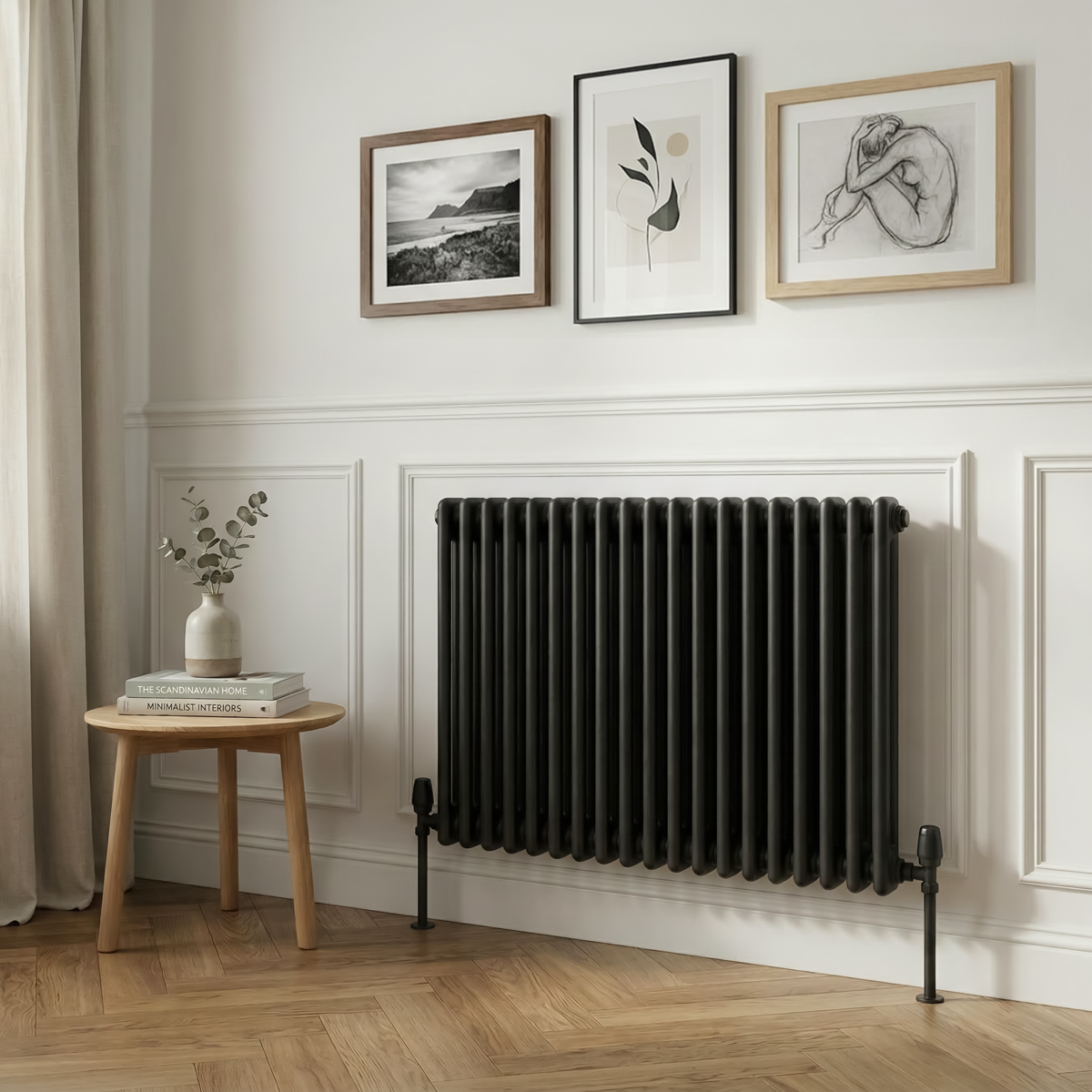 Baridi DH363 Baridi Horizontal Traditional 2 Column Radiator 600 x 832mm – Black