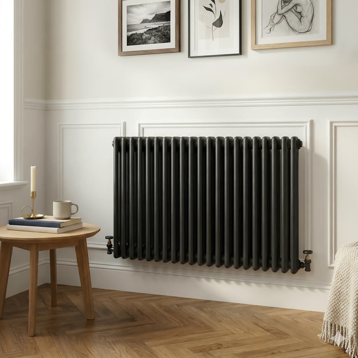 Baridi DH364 Baridi Horizontal Traditional 2 Column Radiator 600 x 1012mm – Black