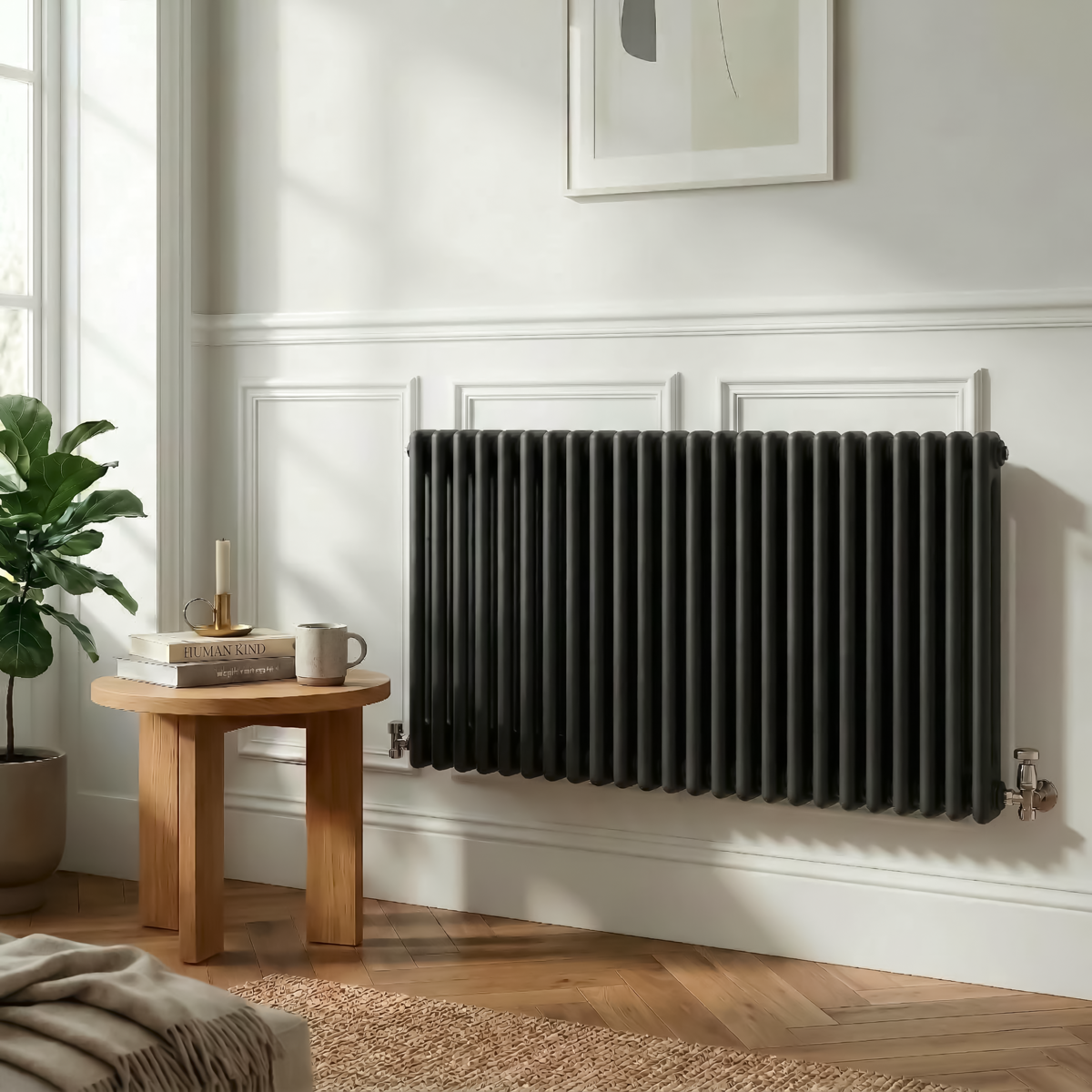 Baridi DH365 Baridi Horizontal Traditional 2 Column Radiator 600 x 1147mm – Black