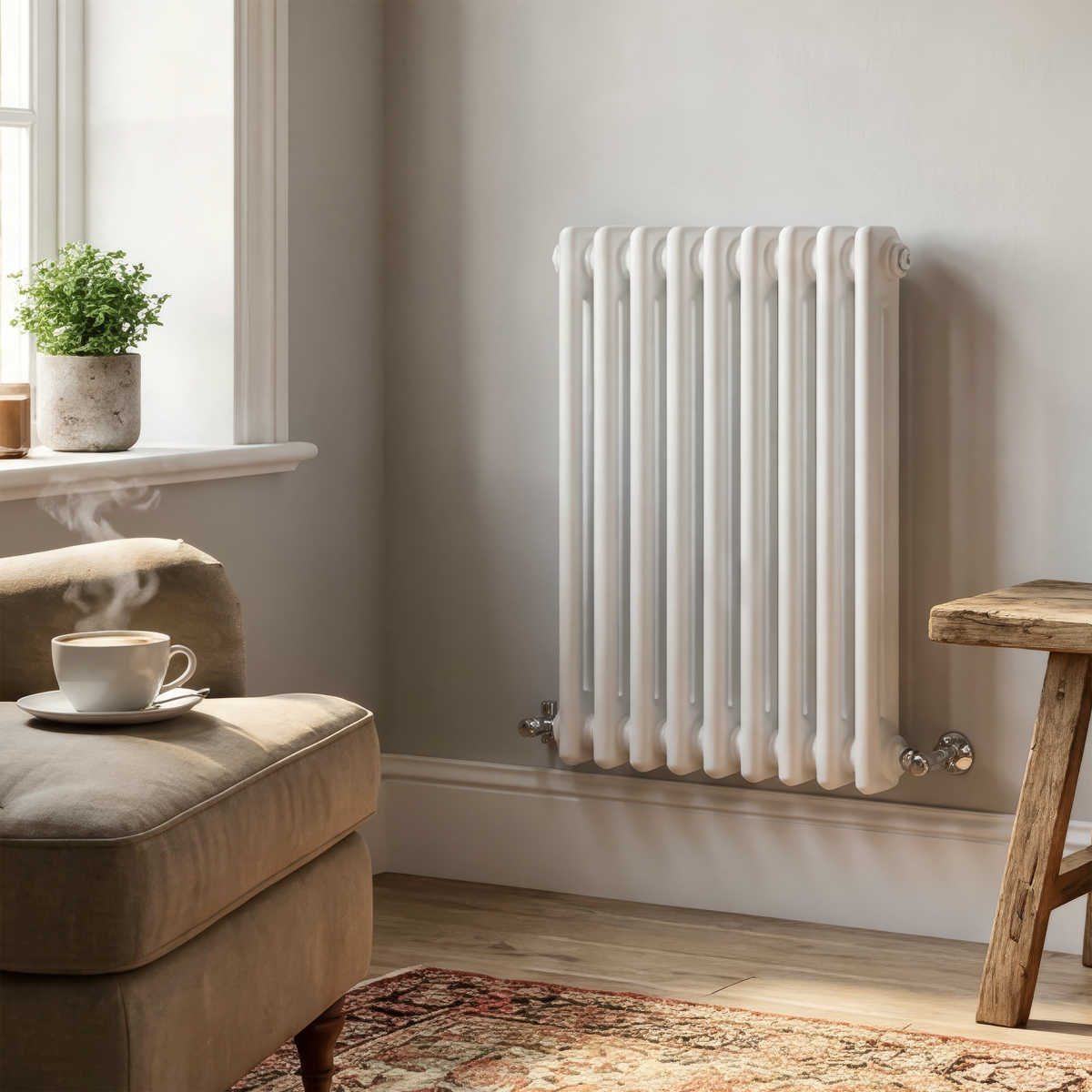 Baridi DH366 Baridi Horizontal Traditional 2 Column Radiator 600 x 427mm – White