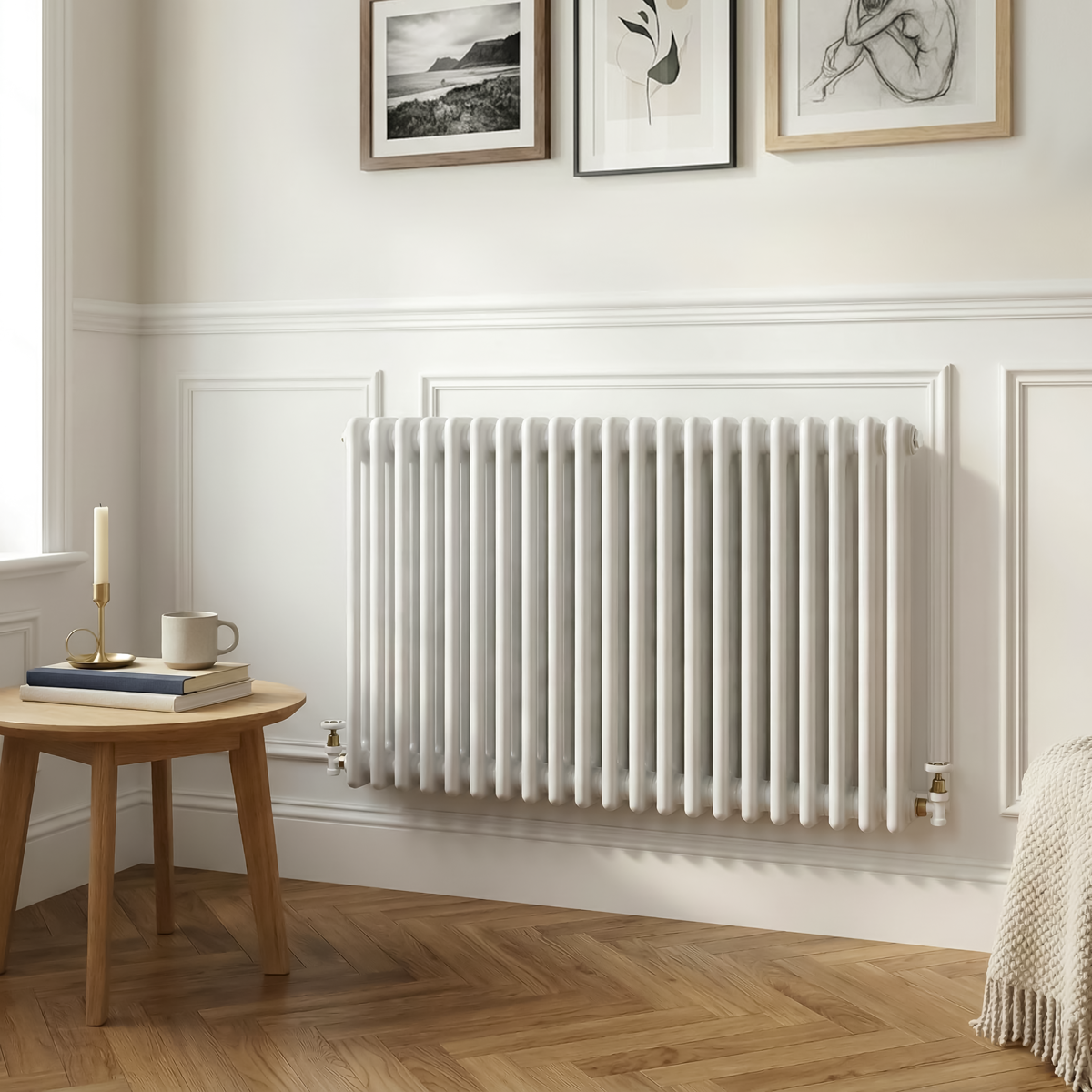 Baridi DH369 Baridi Horizontal Traditional 2 Column Radiator 600 x 1012mm – White