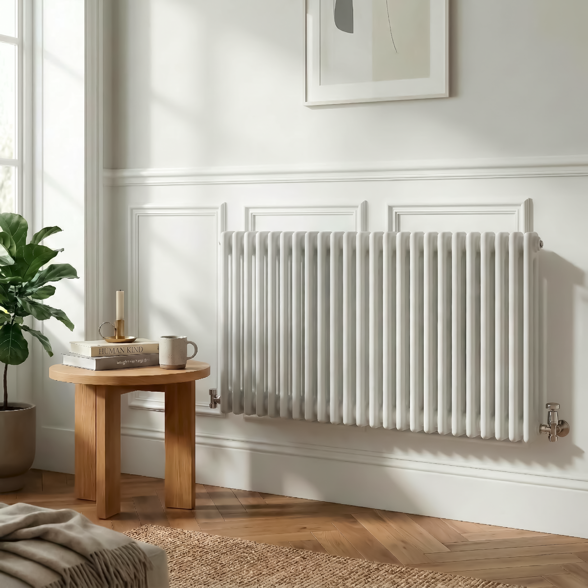 Baridi DH370 Baridi Horizontal Traditional 2 Column Radiator 600 x 1147mm – White