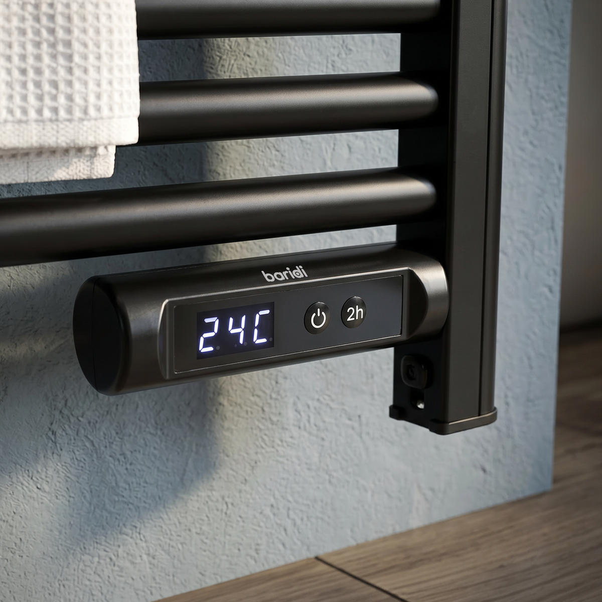 Baridi DH371 Baridi Electric Heated Towel Rail 1085 x 535mm with LED Display – Black