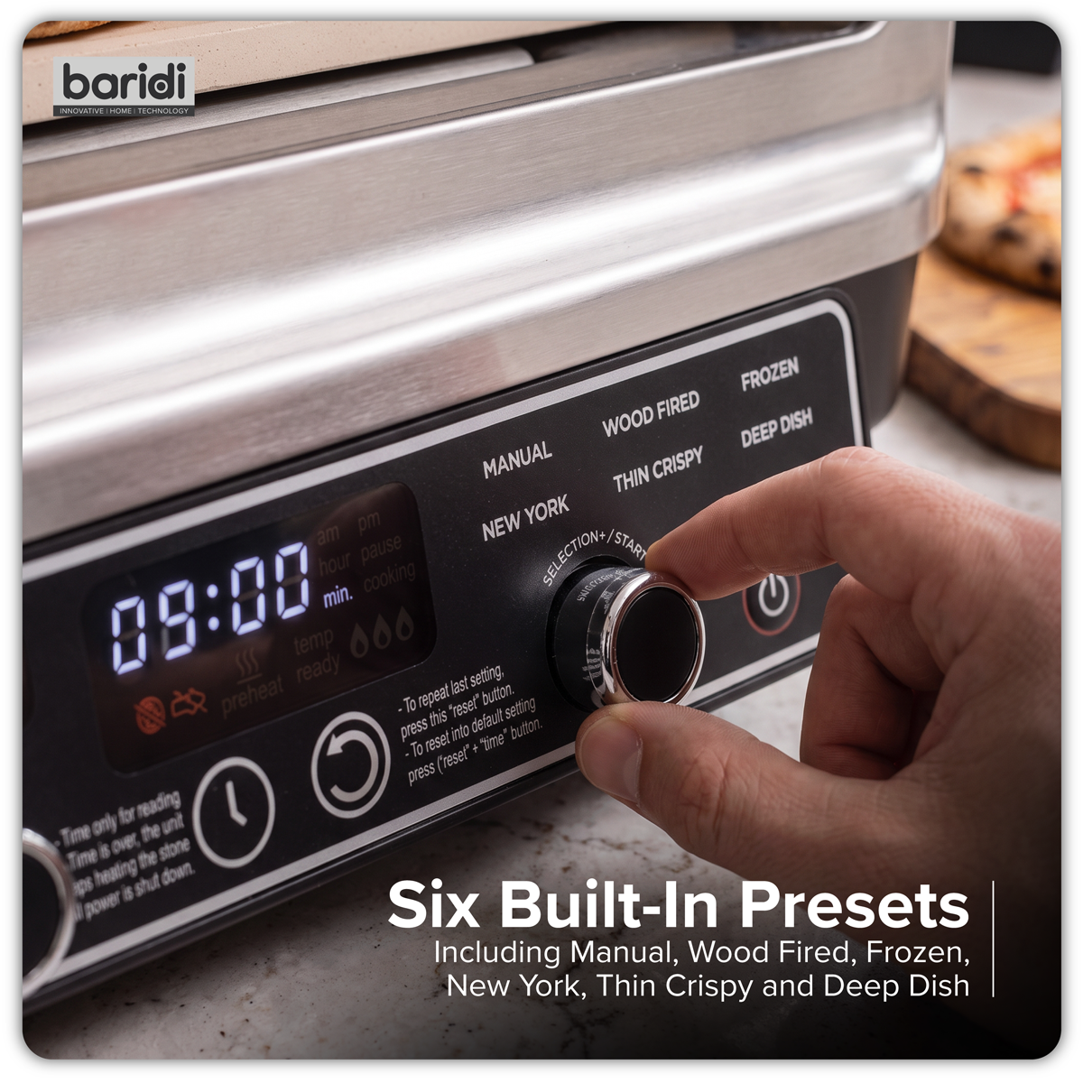 Baridi DH377 Baridi Electric Pizza Oven 14" - Black/Stainless Steel