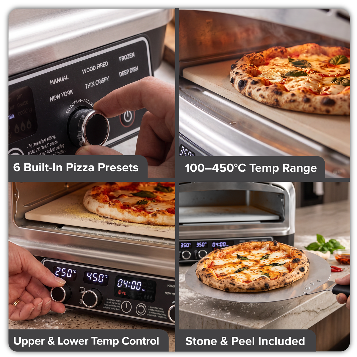 Baridi DH377 Baridi Electric Pizza Oven 14" - Black/Stainless Steel