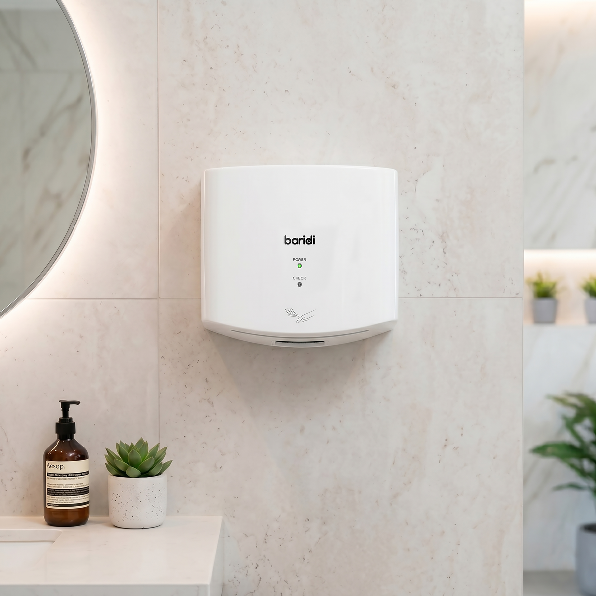 Baridi DH378 Baridi High Speed Hand Dryer with Auto Sensor 1400-1650W - White