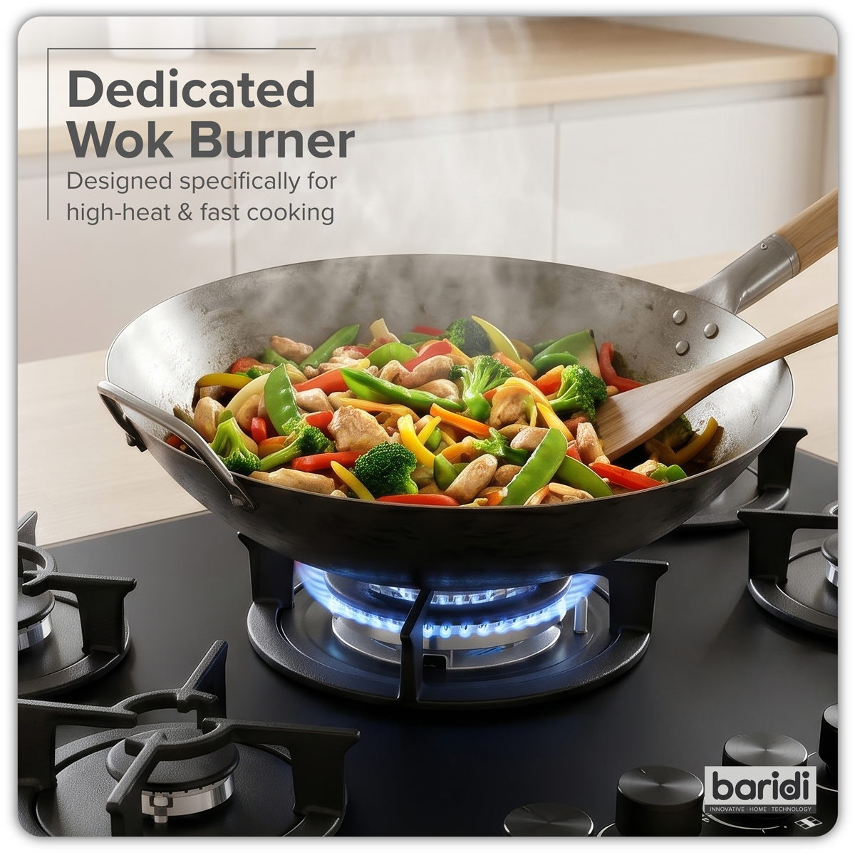 Baridi DH384 Baridi 70cm Gas Hob Matt Black with 5 Burners, Cast Iron Supports & Auto Ignition 10.4kW