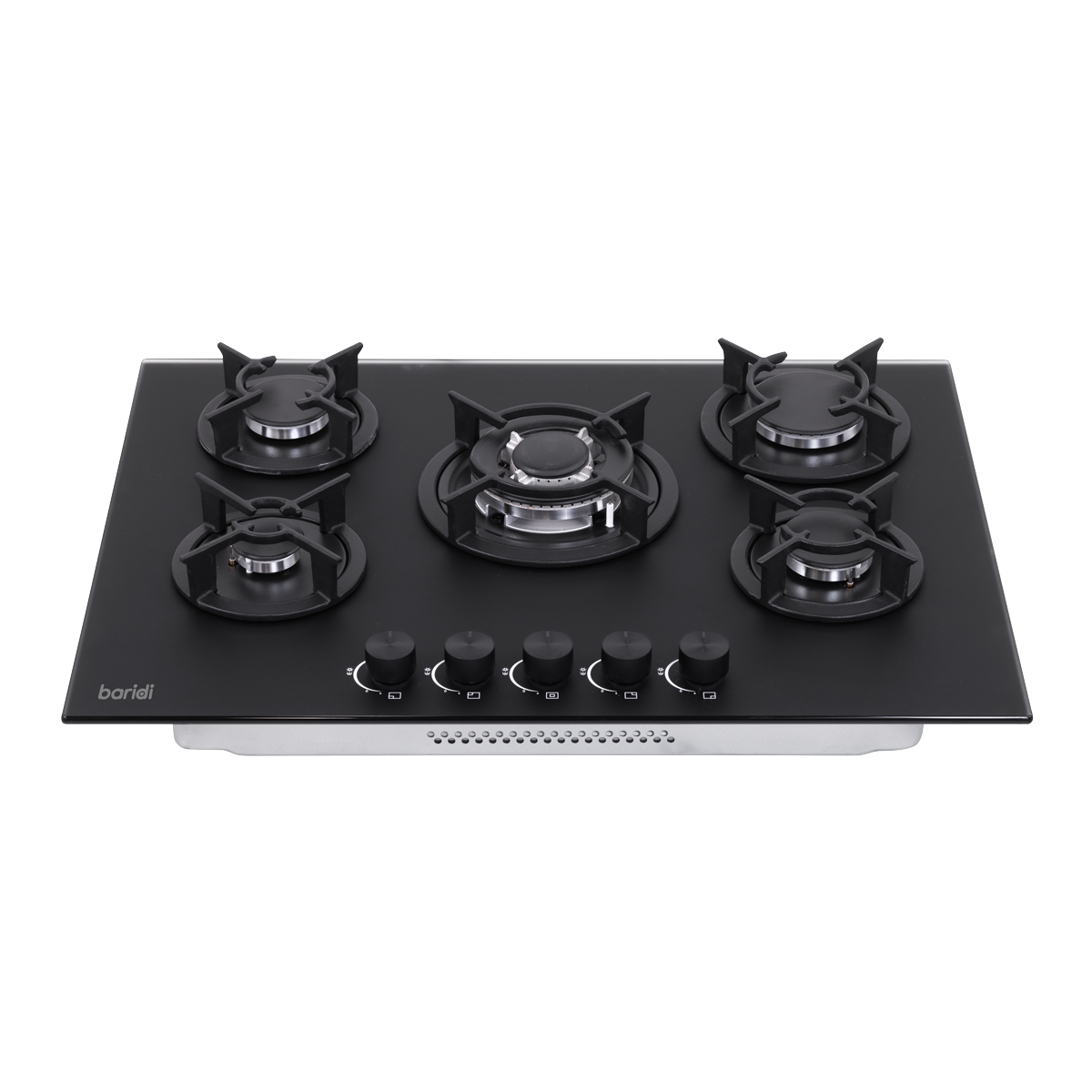 Baridi DH384 Baridi 70cm Gas Hob Matt Black with 5 Burners, Cast Iron Supports & Auto Ignition 10.4kW