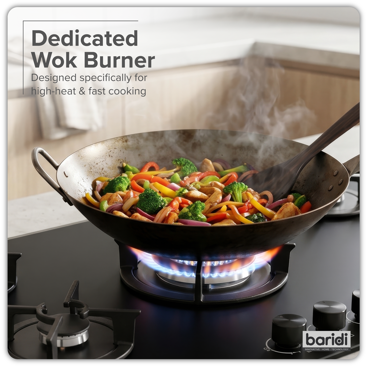 Baridi DH385 Baridi 90cm Gas Hob Matt Black 5 Burners Cast Iron Supports & Auto Ignition 10.4kW