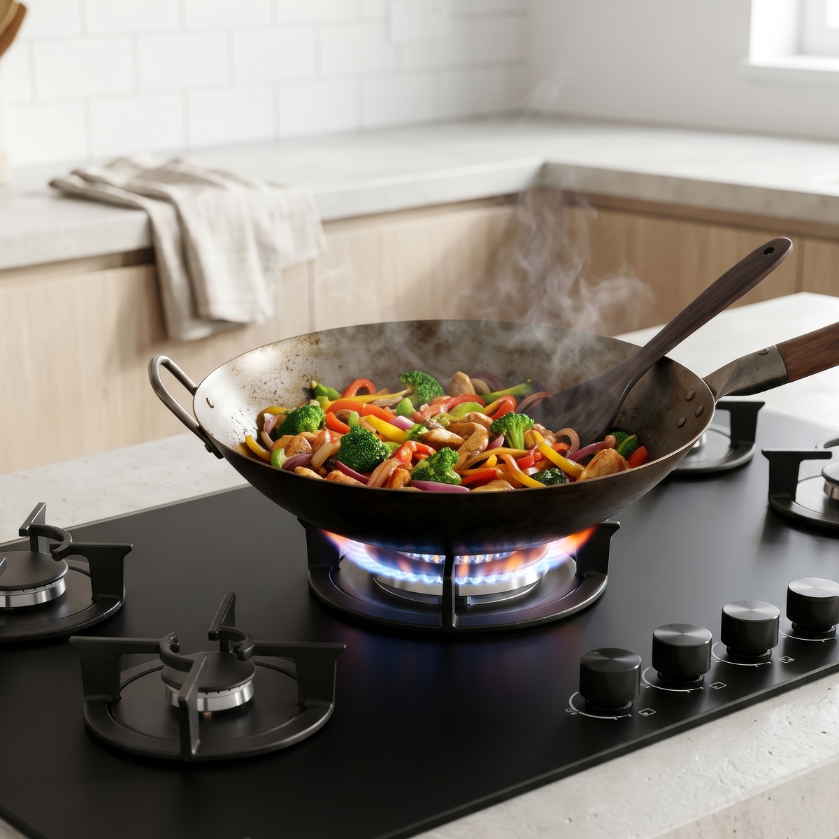 Baridi DH385 Baridi 90cm Gas Hob Matt Black 5 Burners Cast Iron Supports & Auto Ignition 10.4kW