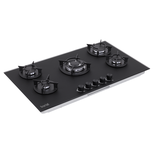 Baridi DH385 Baridi 90cm Gas Hob Matt Black 5 Burners Cast Iron Supports & Auto Ignition 10.4kW