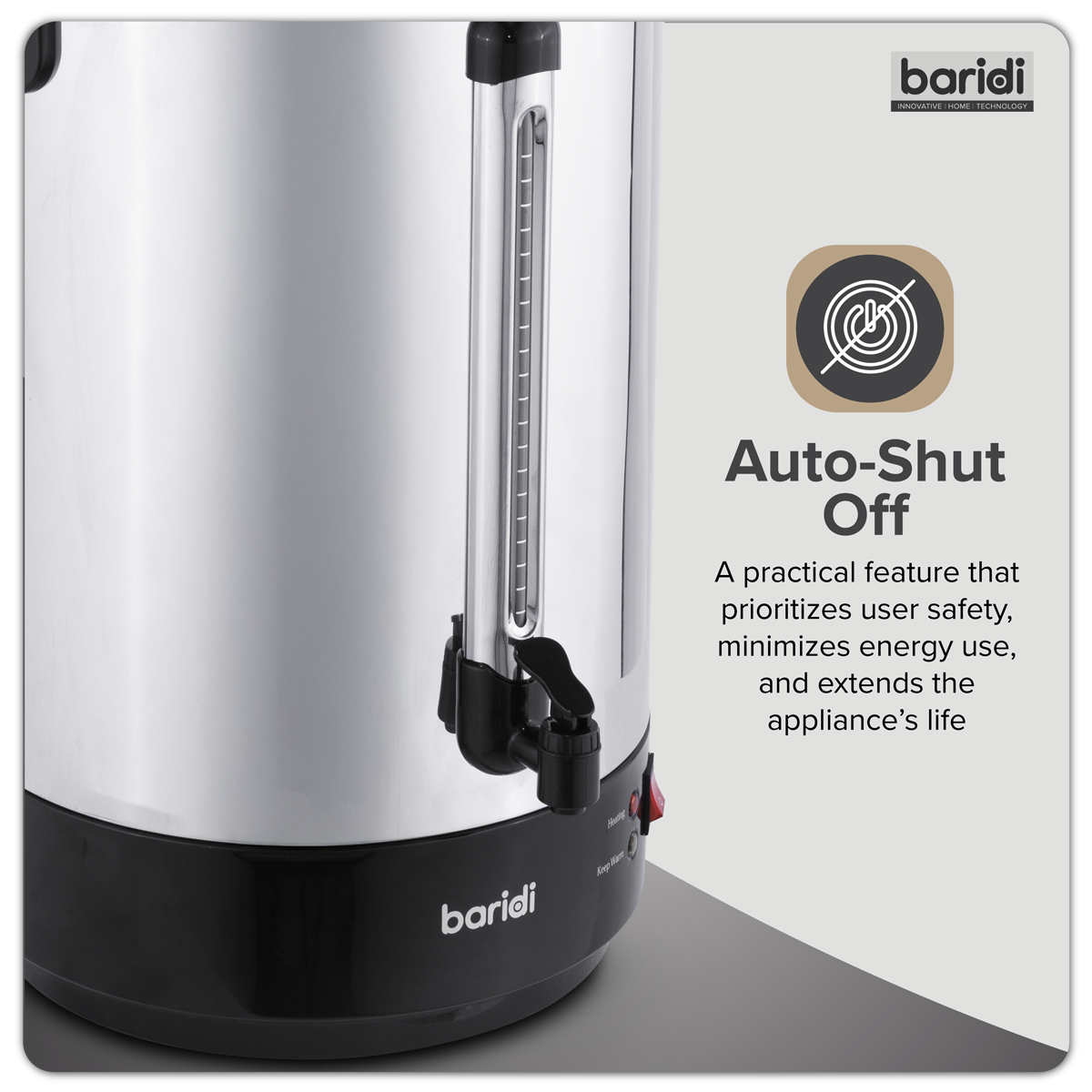 Baridi DH388 Baridi Hot Water Boiler, Tea Urn 30L Capacity - Stainless Steel