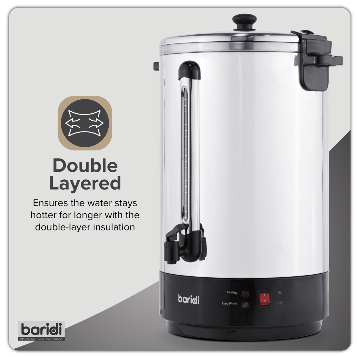 Baridi DH388 Baridi Hot Water Boiler, Tea Urn 30L Capacity - Stainless Steel