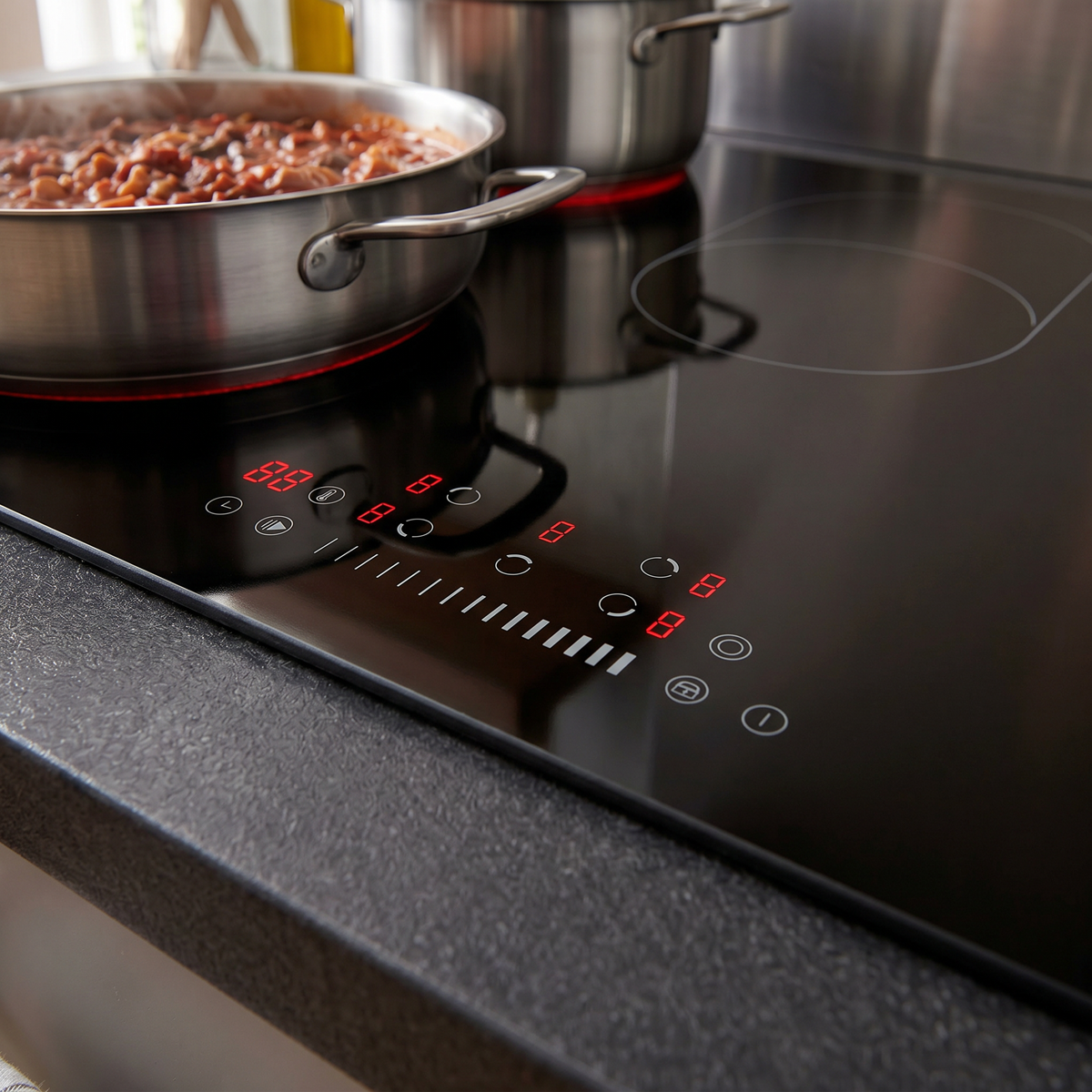 Baridi DH389 Baridi Integrated Ceramic Hob with 5 Cooking Zones 90cm - Black Glass