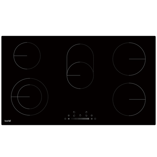 Baridi DH389 Baridi Integrated Ceramic Hob with 5 Cooking Zones 90cm - Black Glass