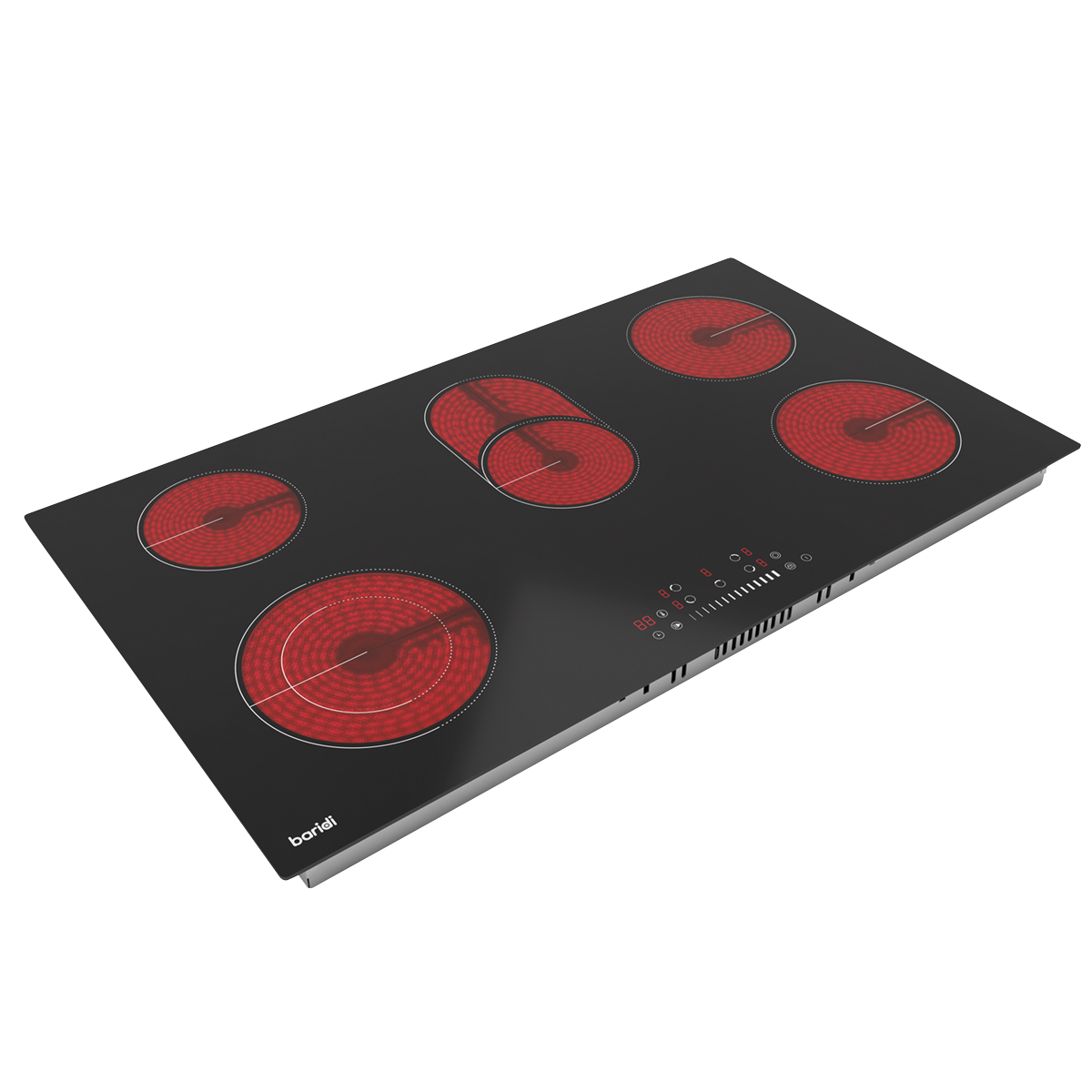 Baridi DH389 Baridi Integrated Ceramic Hob with 5 Cooking Zones 90cm - Black Glass