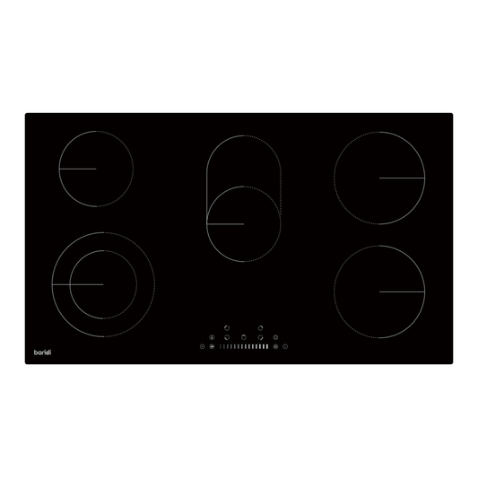 Baridi DH389 Baridi Integrated Ceramic Hob with 5 Cooking Zones 90cm - Black Glass