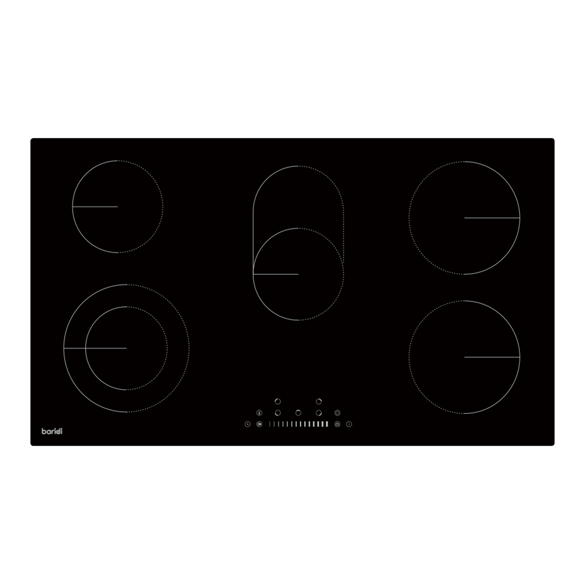 Baridi DH389 Baridi Integrated Ceramic Hob with 5 Cooking Zones 90cm - Black Glass