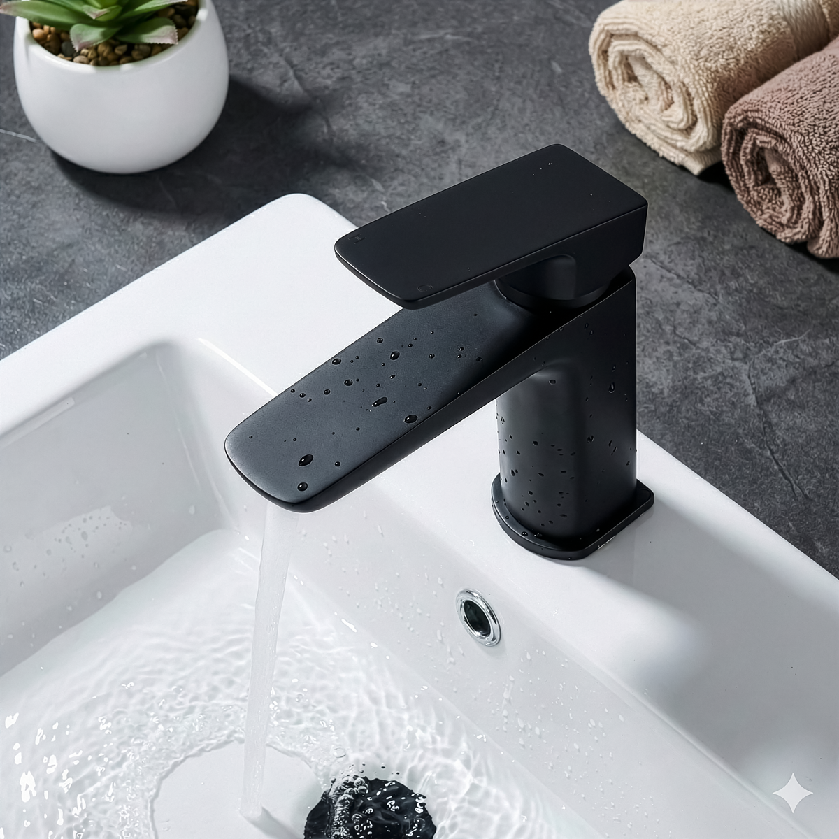 Baridi DH393 Baridi Basin Mixer Tap with Clicker Waste - Matt Black