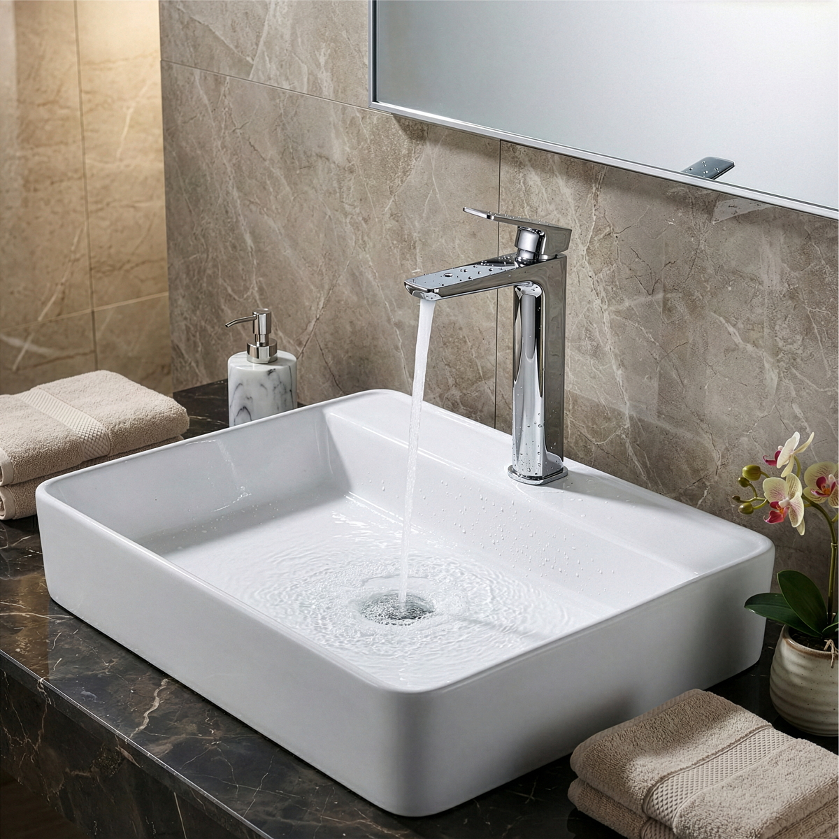 Baridi DH394 Baridi High Basin Mixer Tap with Clicker Waste - Chrome