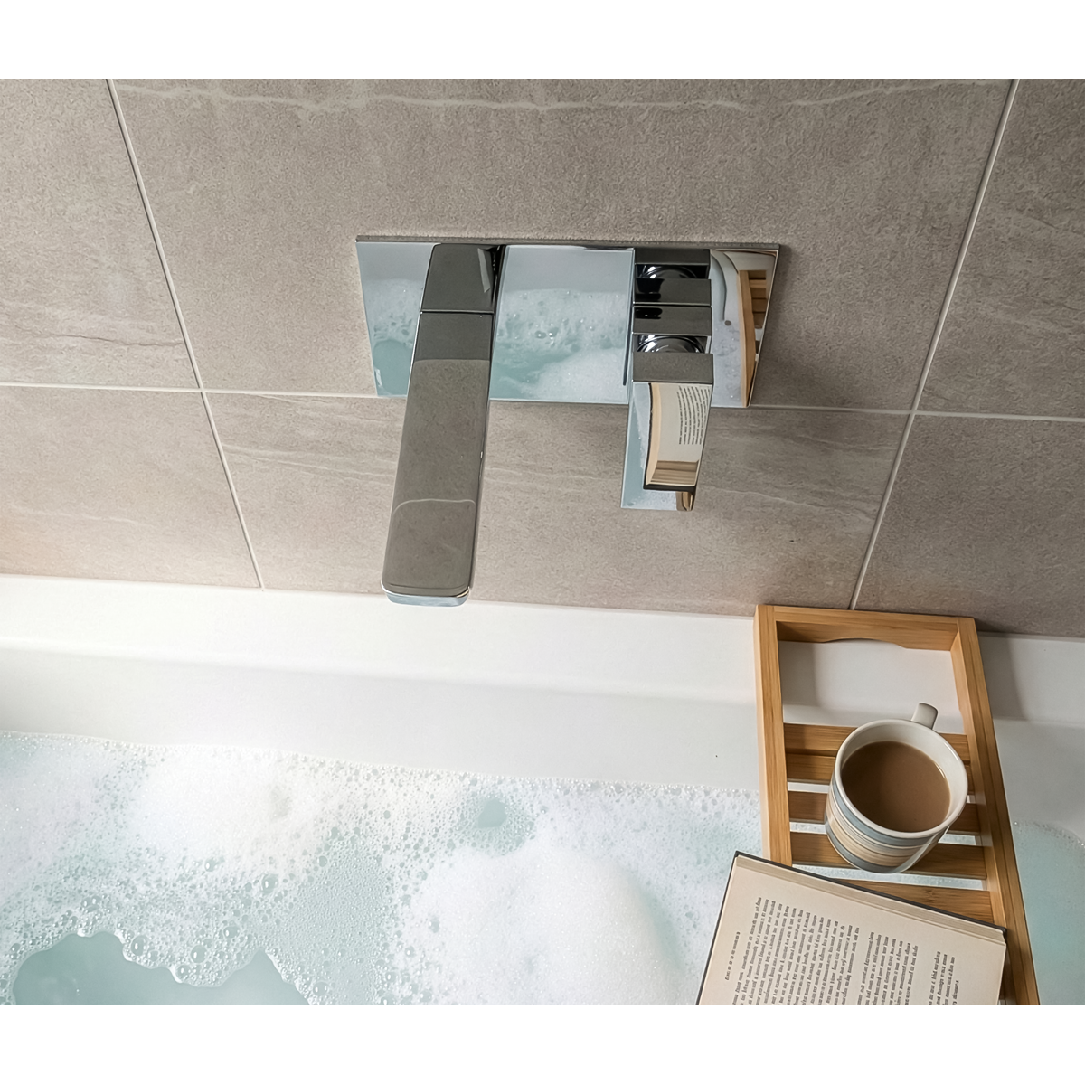 Baridi DH396 Baridi Wall Mounting Basin Mixer Tap, Square - Chrome