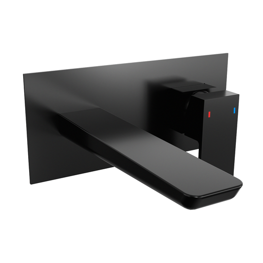 Baridi DH397 Baridi Wall Mounting Basin Mixer Tap, Square - Matt Black