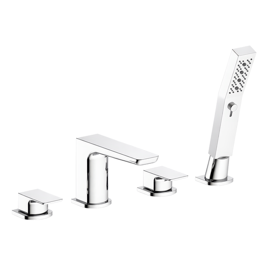 Baridi DH398 Baridi Bath Mounting 4-Hole Mixer Tap with Shower Head - Chrome