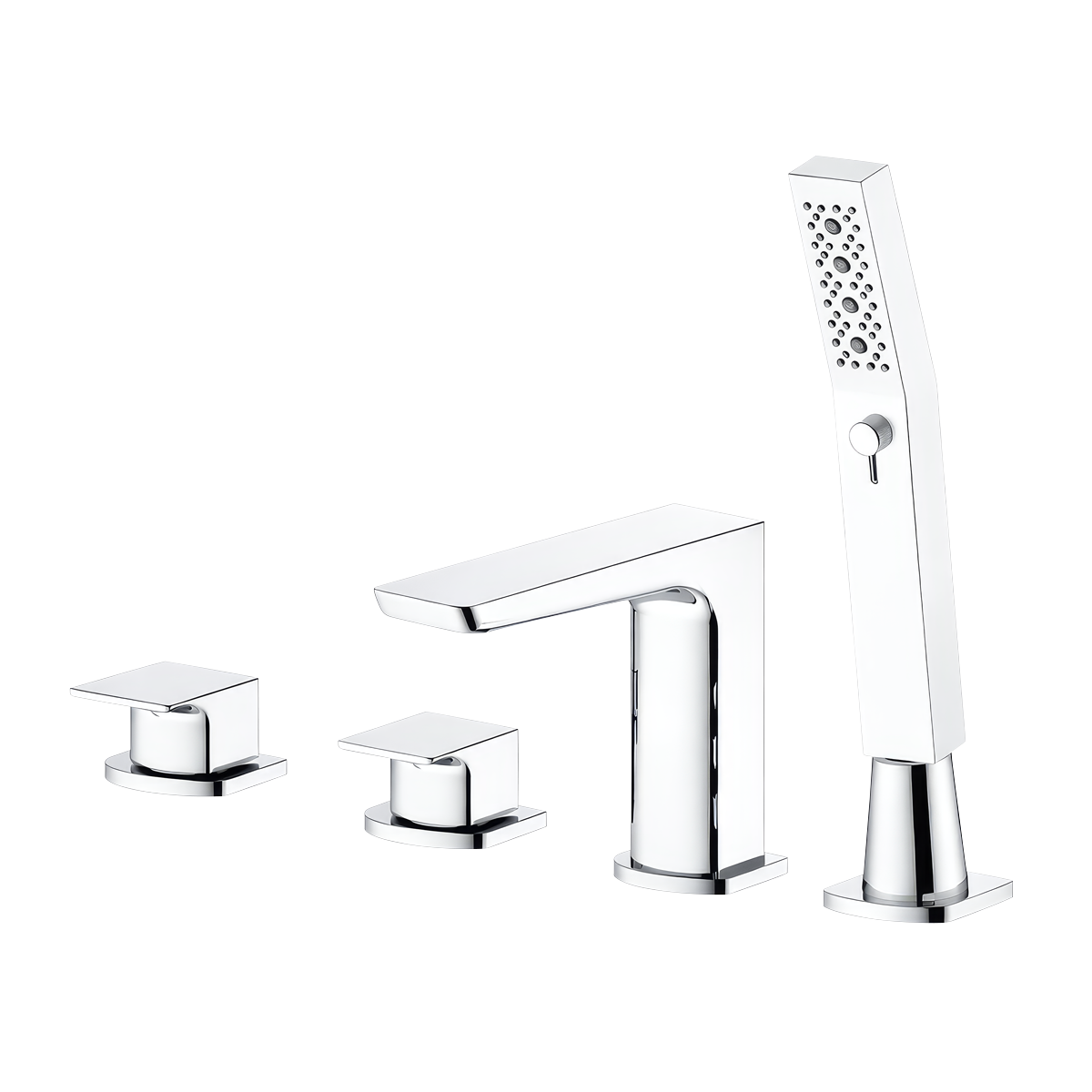 Baridi DH398 Baridi Bath Mounting 4-Hole Mixer Tap with Shower Head - Chrome