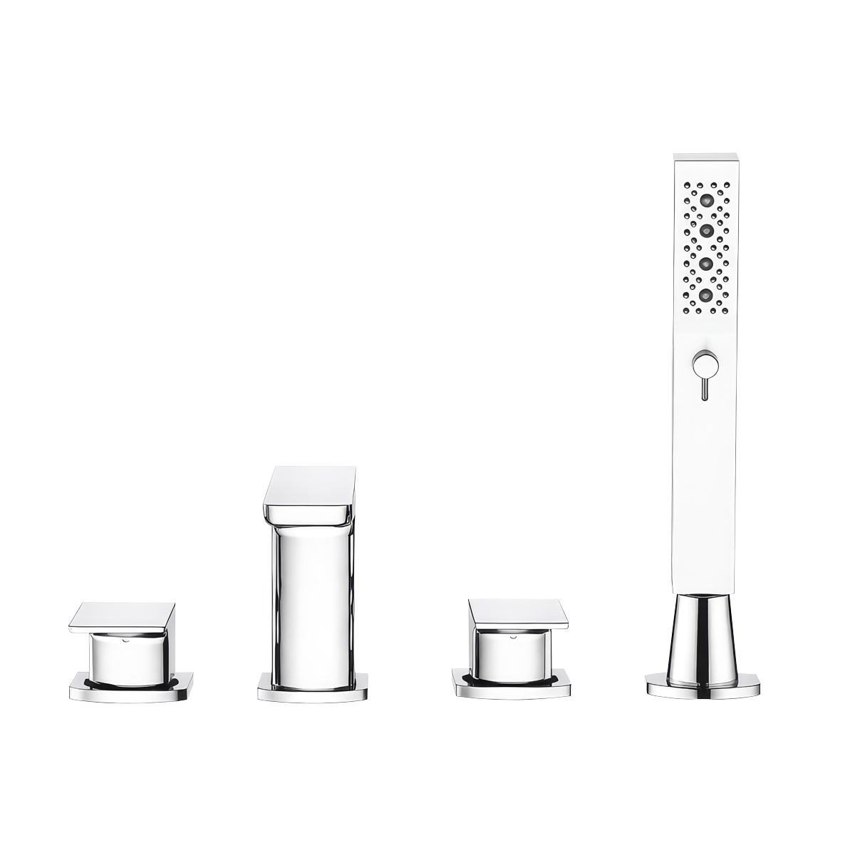 Baridi DH398 Baridi Bath Mounting 4-Hole Mixer Tap with Shower Head - Chrome