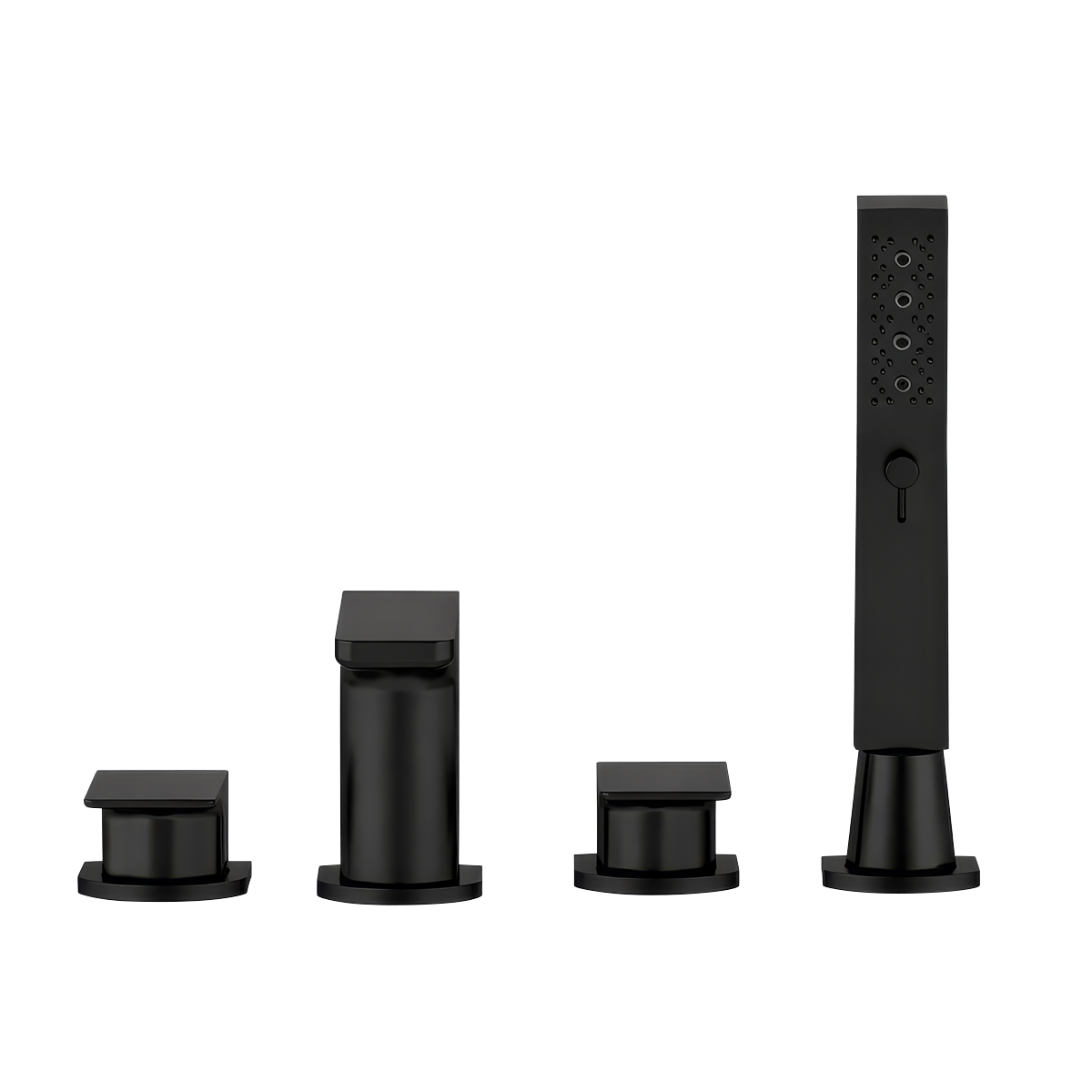 Baridi DH399 Baridi Bath Mounting 4-Hole Mixer Tap with Shower Head - Matt Black