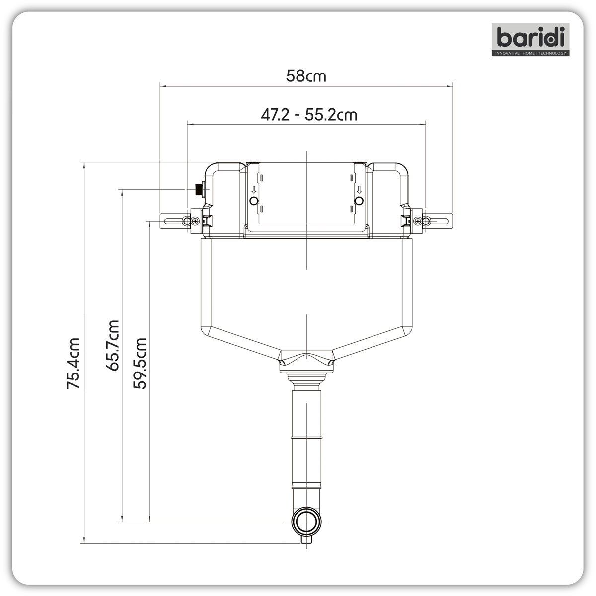 Baridi DH402 Baridi Concealed Cistern with Long Flush Pipe, Dual Operation, Multi-Inlet & Anti-Condensation Shell