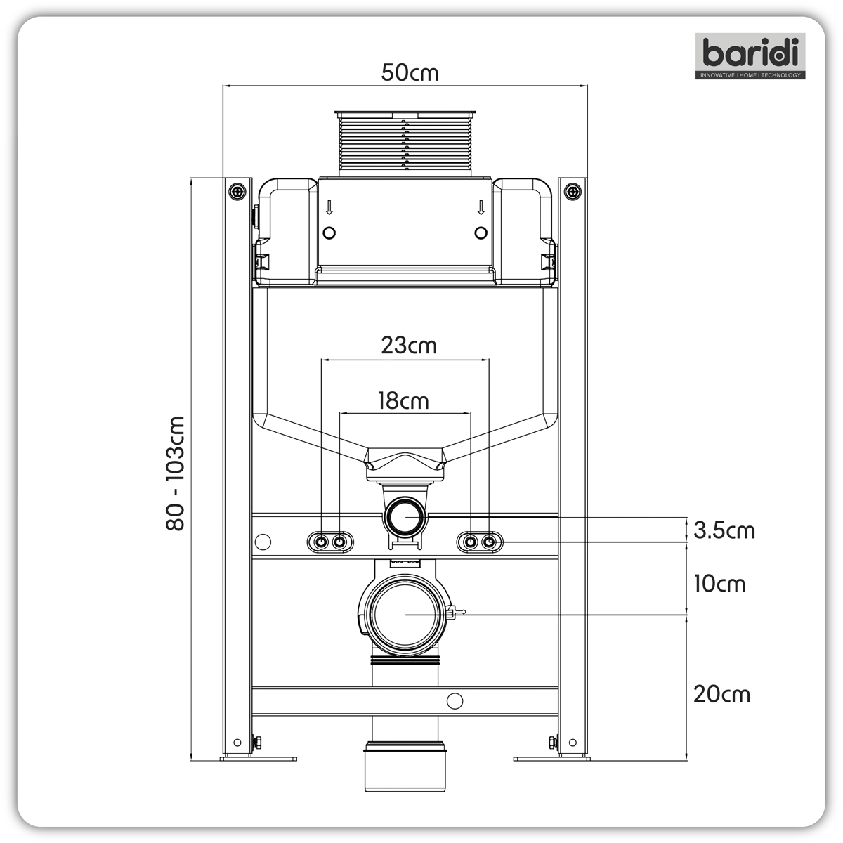 Baridi DH403 Baridi Slimline Low Level Concealed Cistern with Metal Frame & Dual Operation