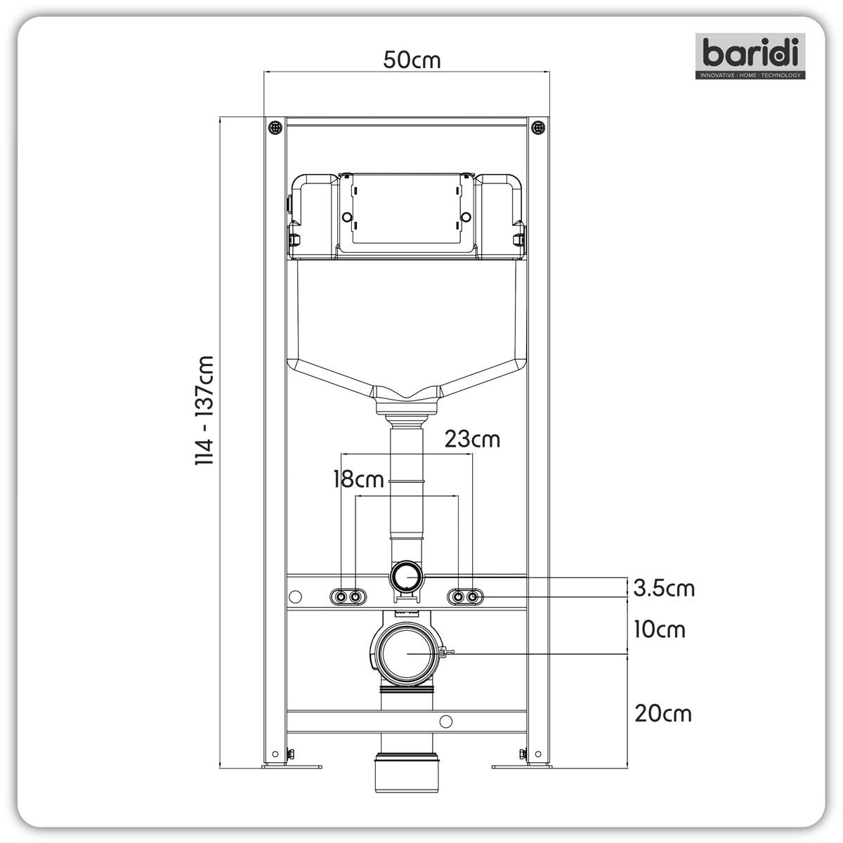 Baridi DH404 Baridi Slimline Concealed Cistern with Metal Frame, Front Flush, Adjustable Feet - WRAS Approved