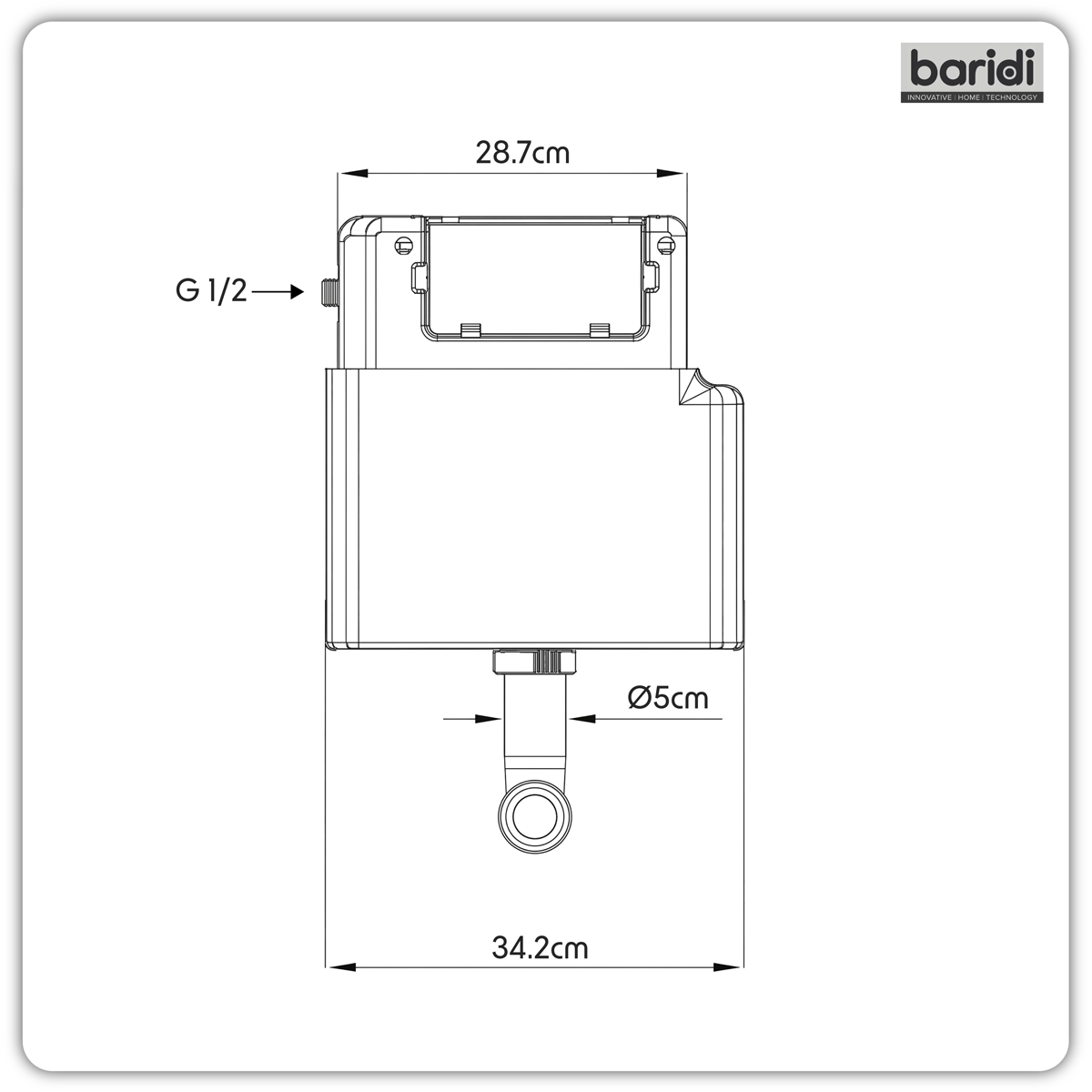 Baridi DH405 Baridi Slimline Concealed Cistern, Front & Top Flush Button - WRAS Approved