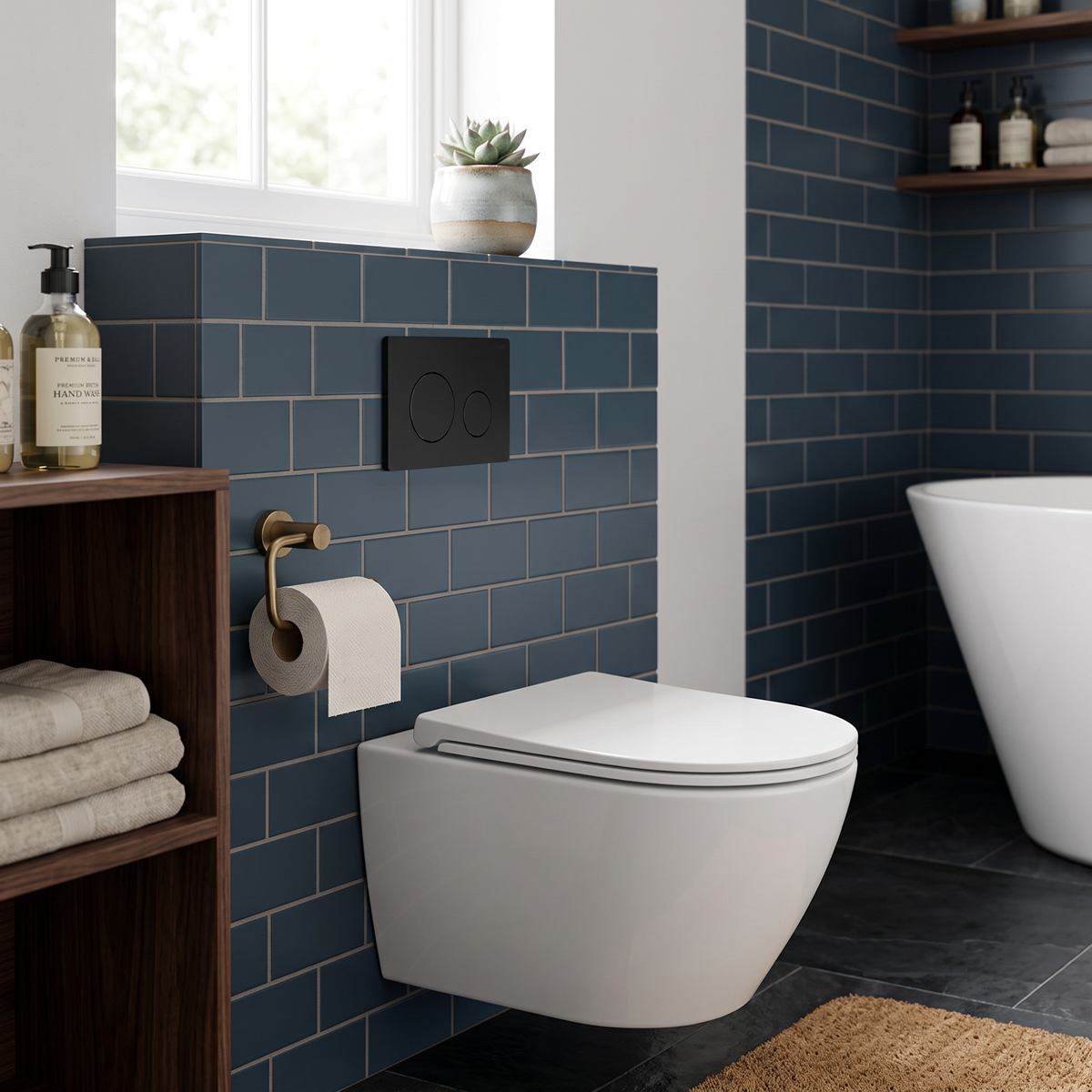 Baridi DH406 Baridi Matt Black Toilet Flush Plate with Dual Flush