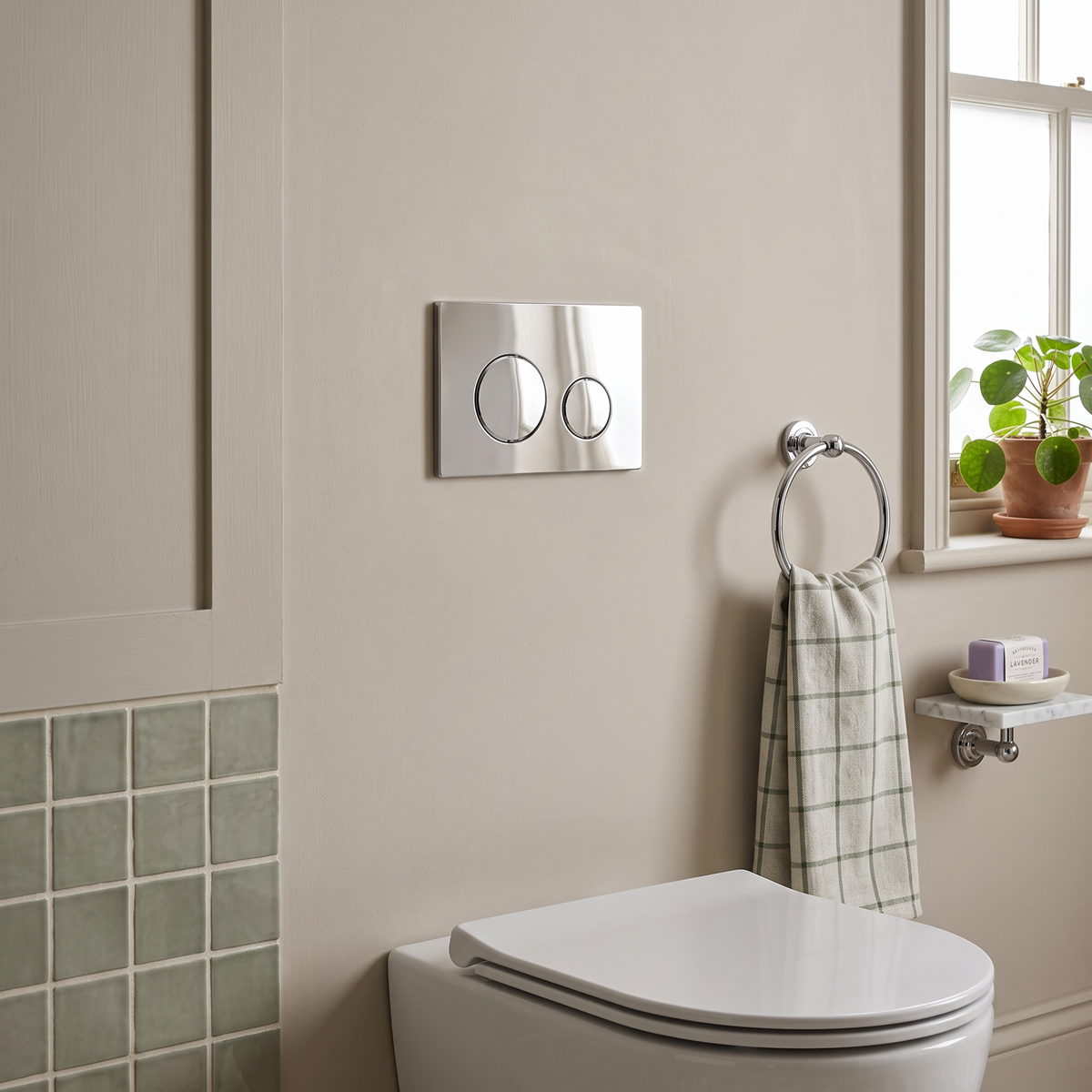 Baridi DH408 Chrome Toilet Flush Plate with Dual Flush